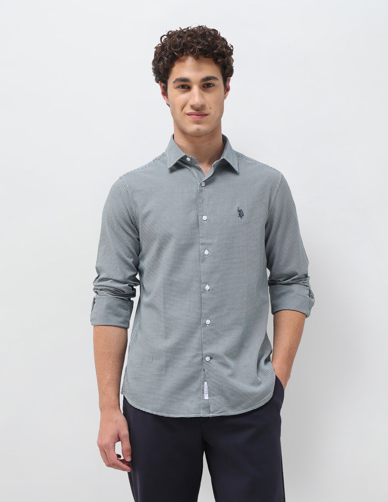 Self Design Houndstooth Twill Shirt - Image 6