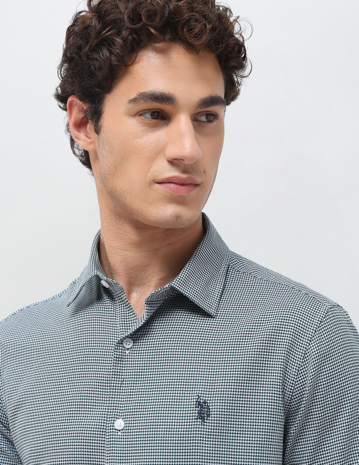 Self Design Houndstooth Twill Shirt - Image 7
