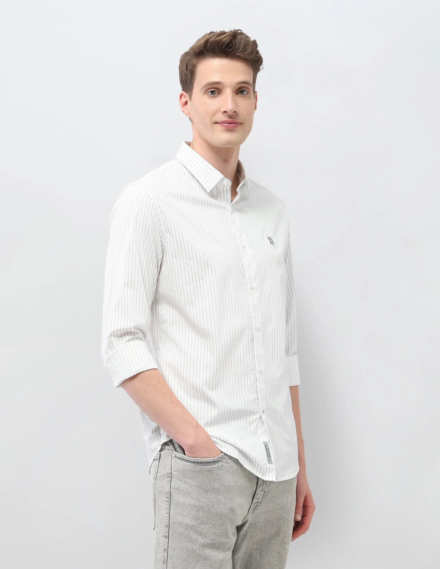 Self Design Vertical Striped Black & Gold Shirt - Image 4