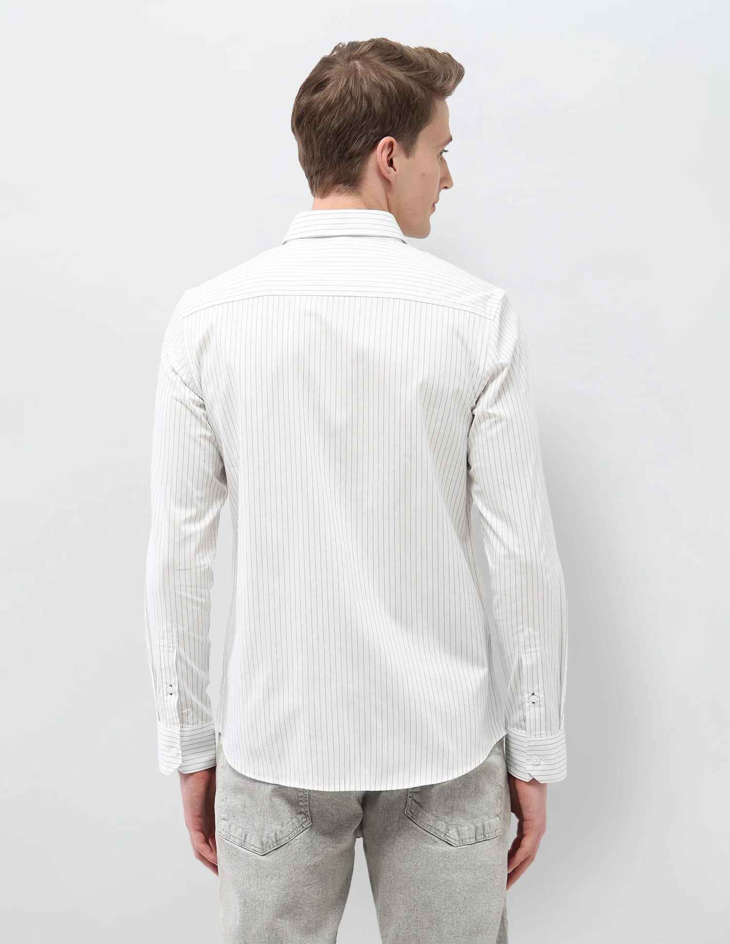 Self Design Vertical Striped Black & Gold Shirt - Image 5