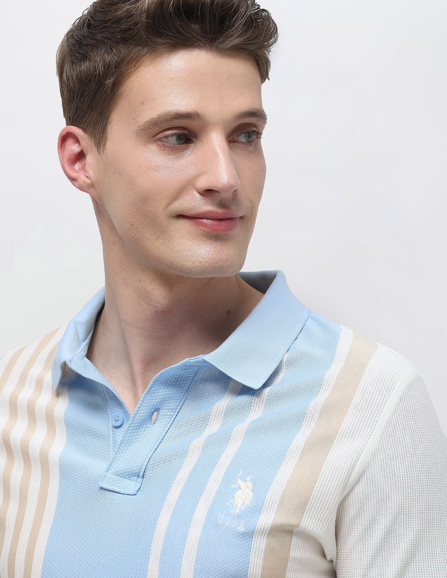 Self Design Vertical Striped Slim Fit Polo Shirt - Image 7