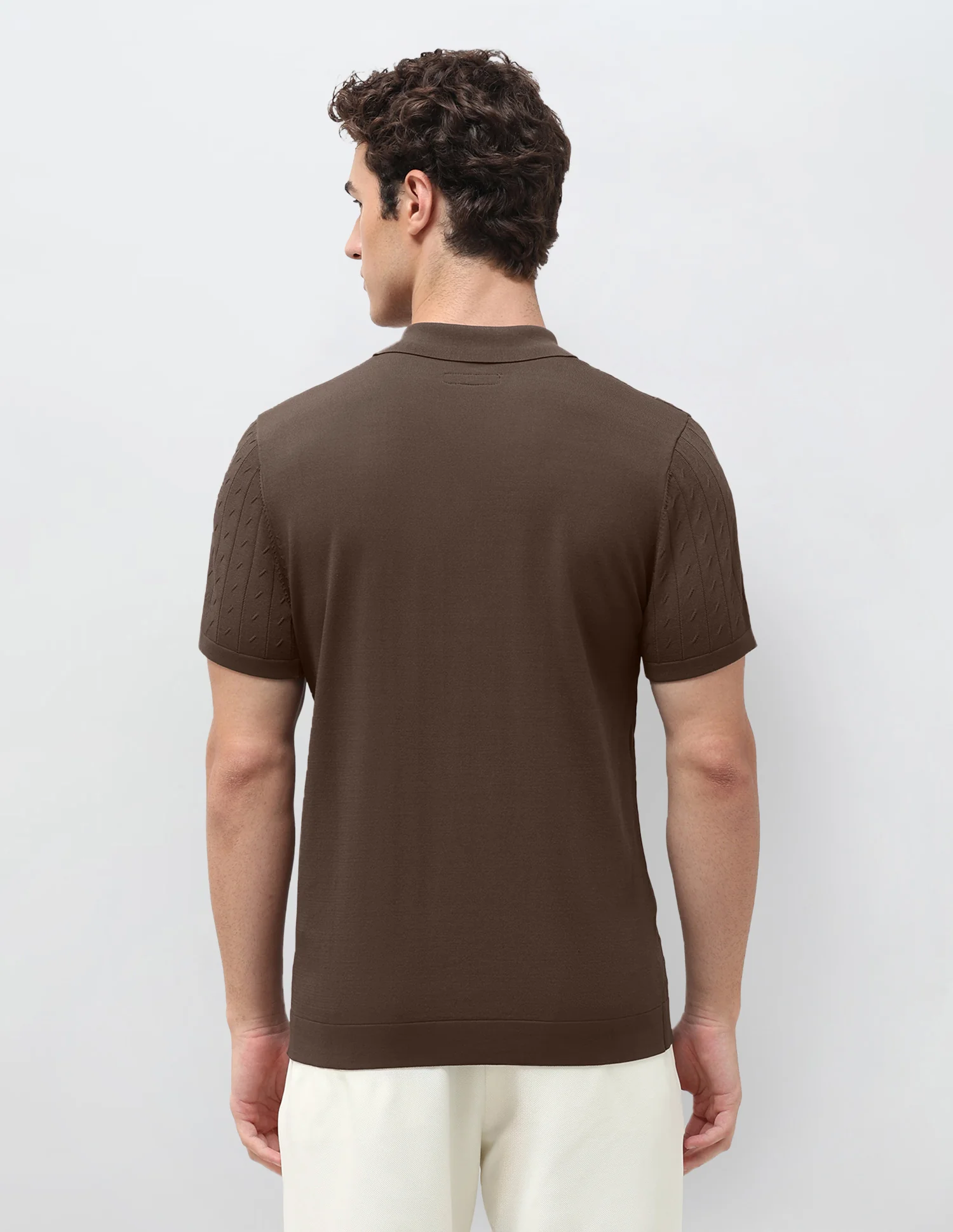 Self Design Vertical Striped Slim Fit Polo Shirt - Image 5