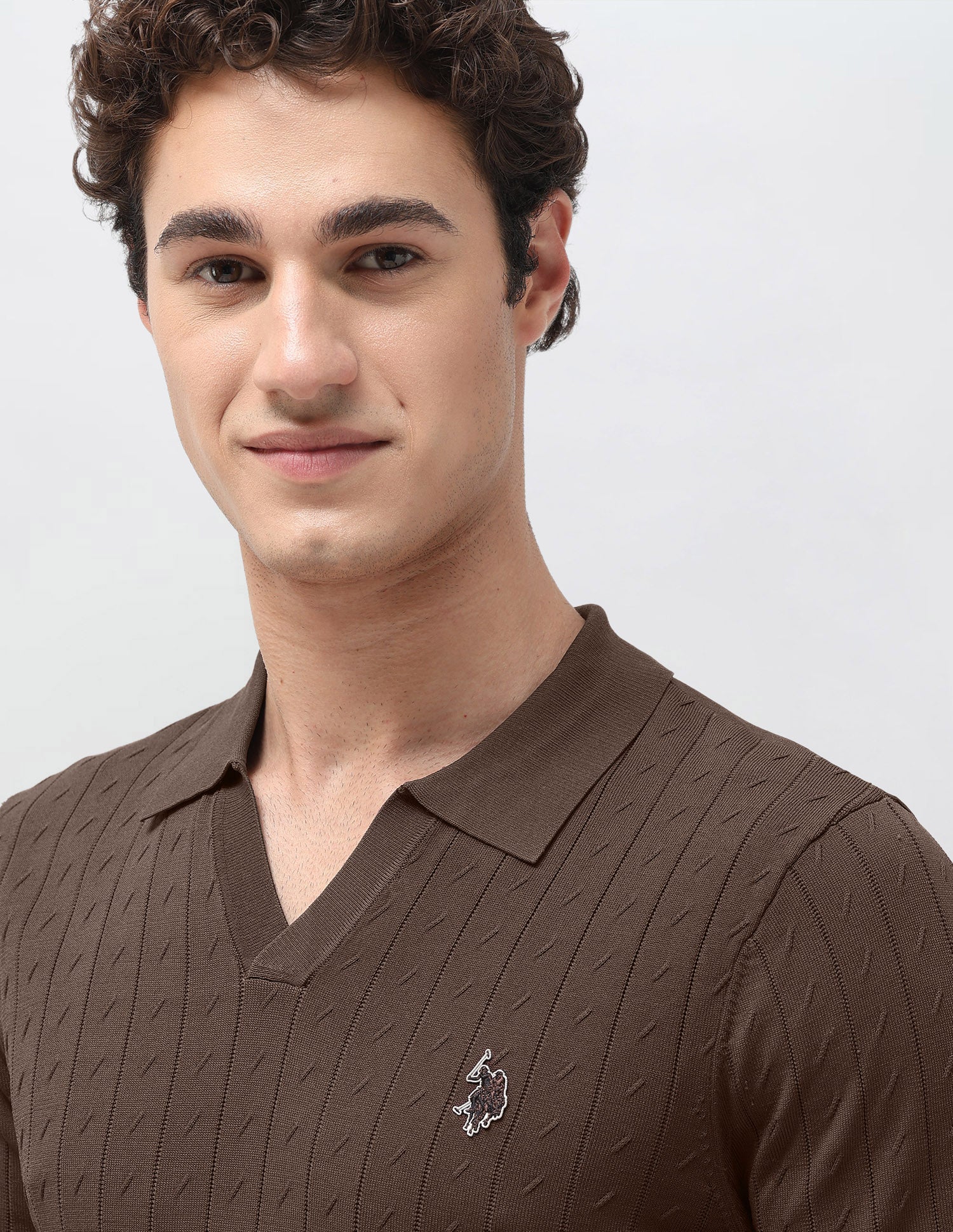 Self Design Vertical Striped Slim Fit Polo Shirt - Image 7