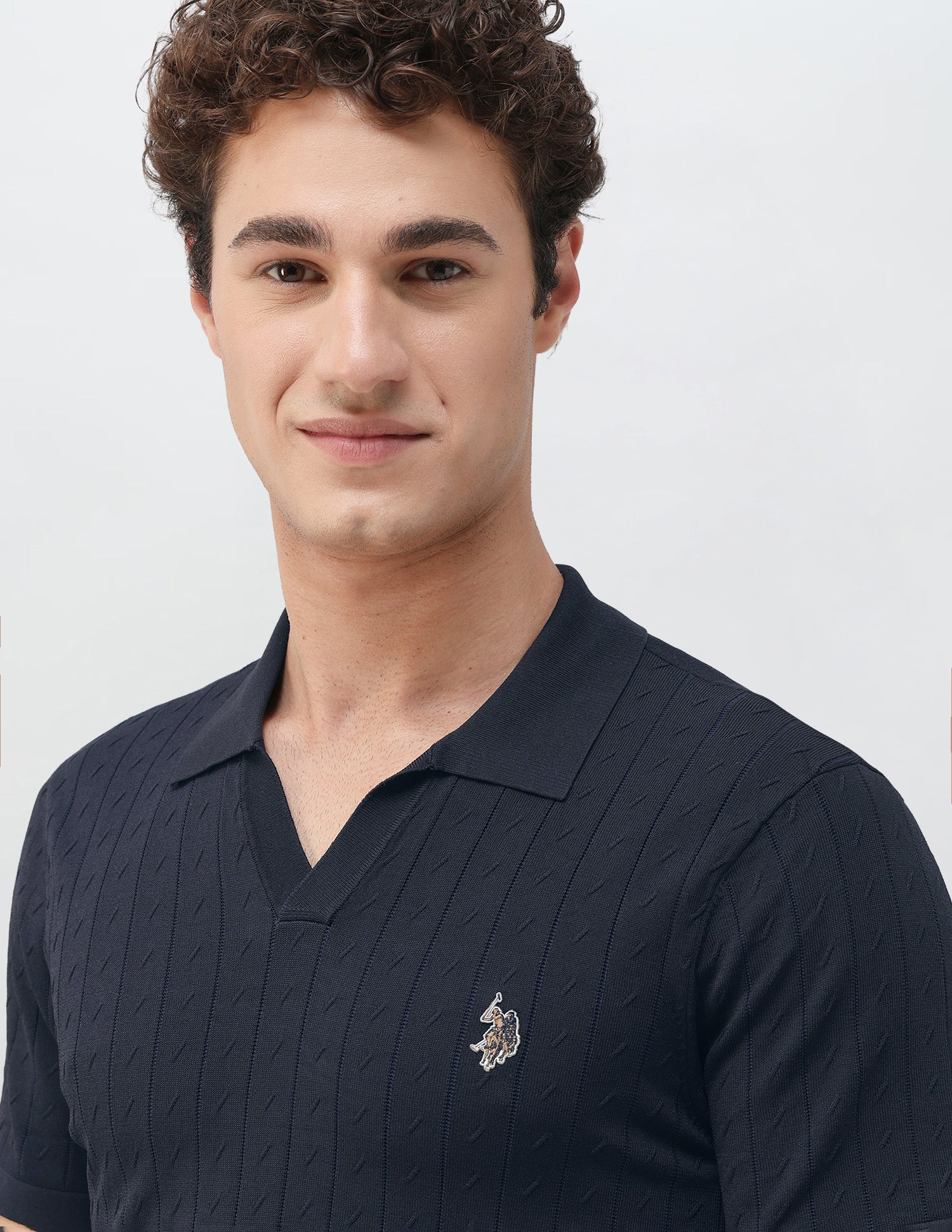 Self Design Vertical Striped Slim Fit Polo Shirt - Image 7