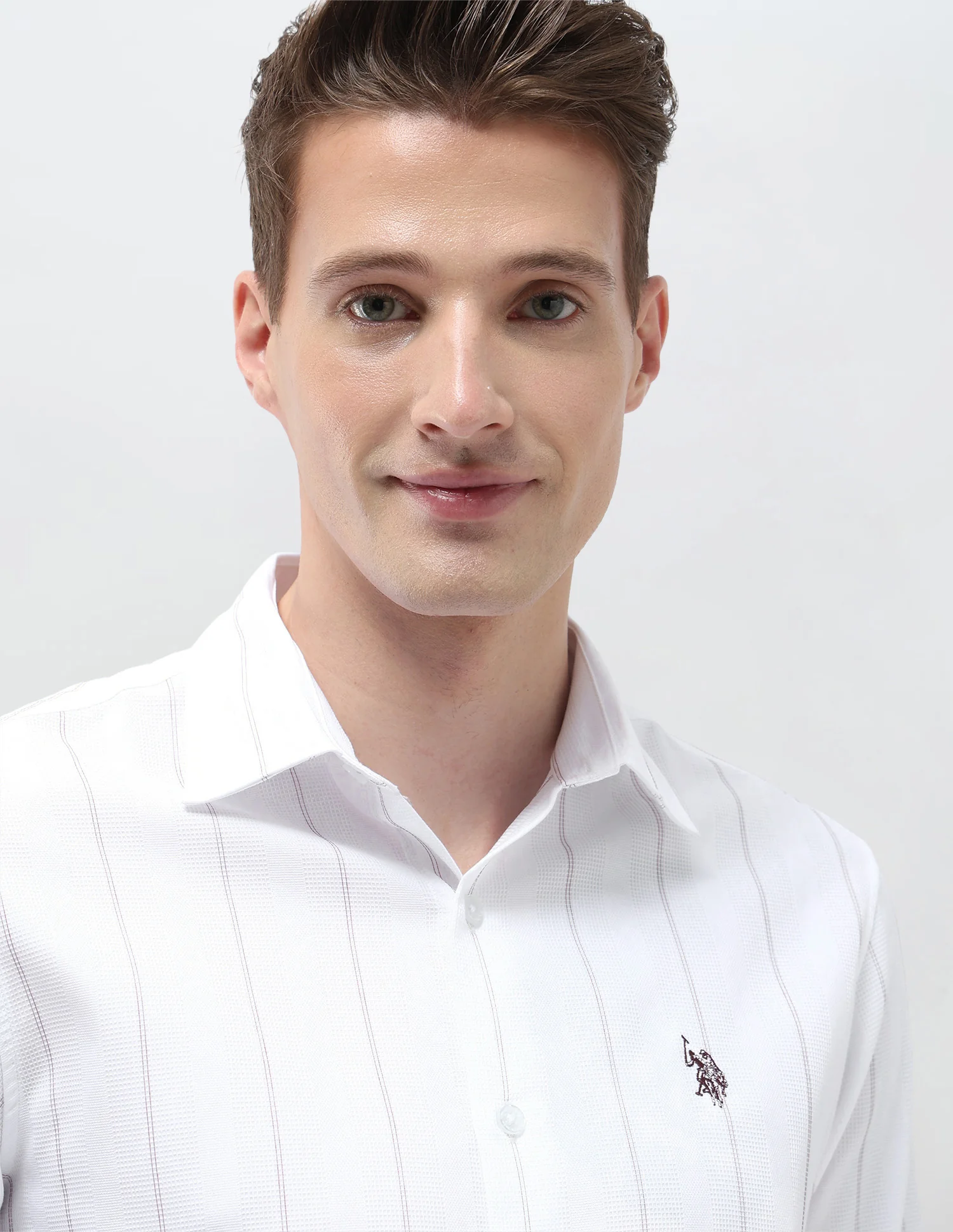 Self Design Vertical Striped Tailored Fit Shirt - Image 7