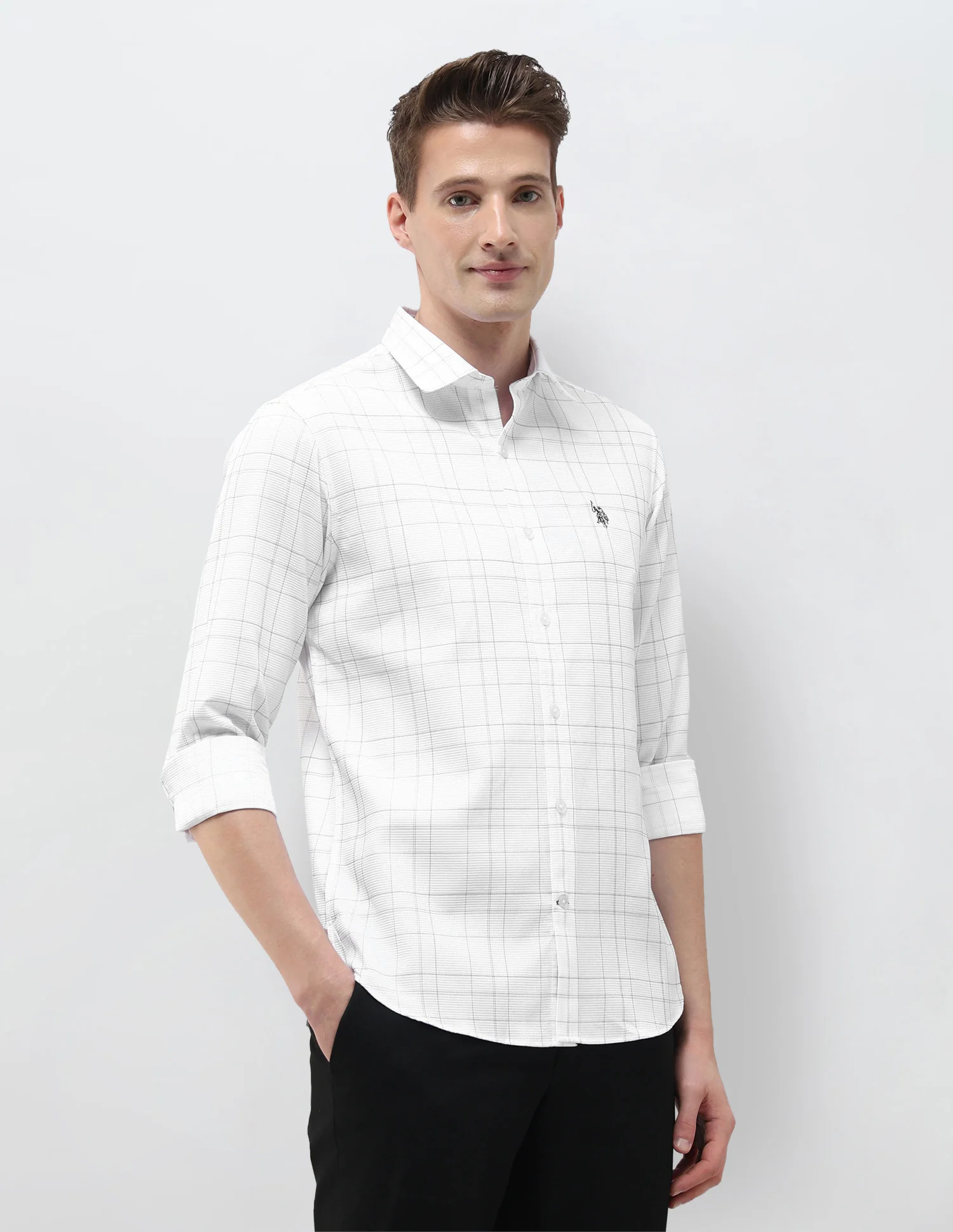 Self Design Windowpane Checked Tailored Fit Shirt - Image 4