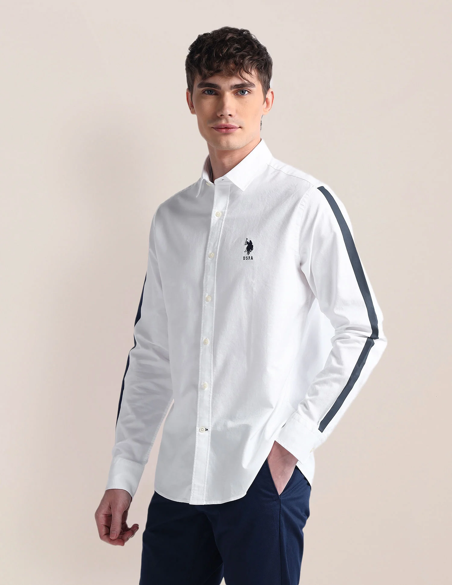 Semi-Cutaway Collar Long Sleeve Shirt - Image 4