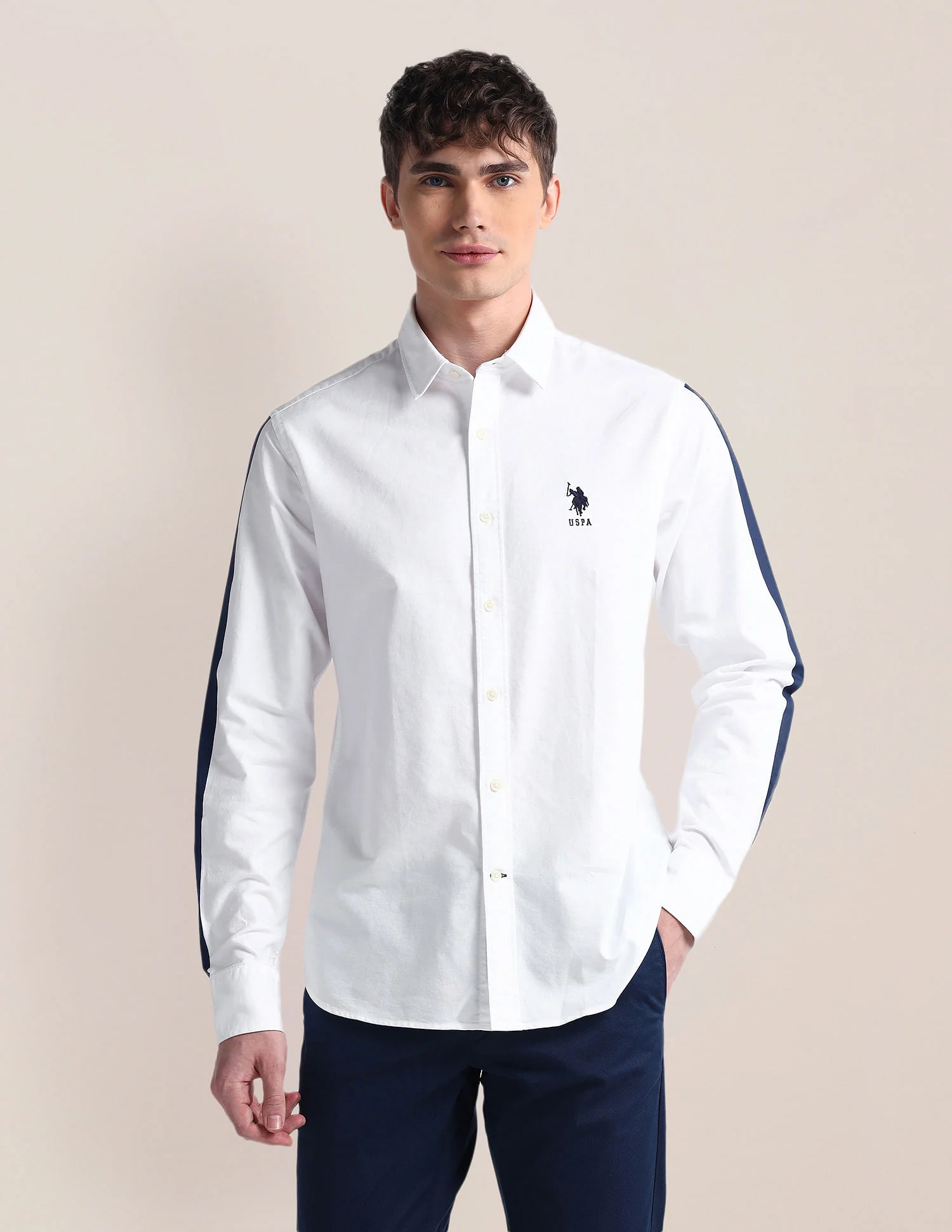 Semi-Cutaway Collar Long Sleeve Shirt - Image 6