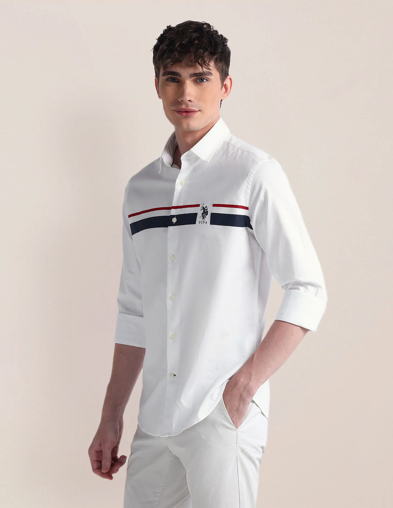 Semi-Cutaway Collar Long Sleeve Shirt - Image 4