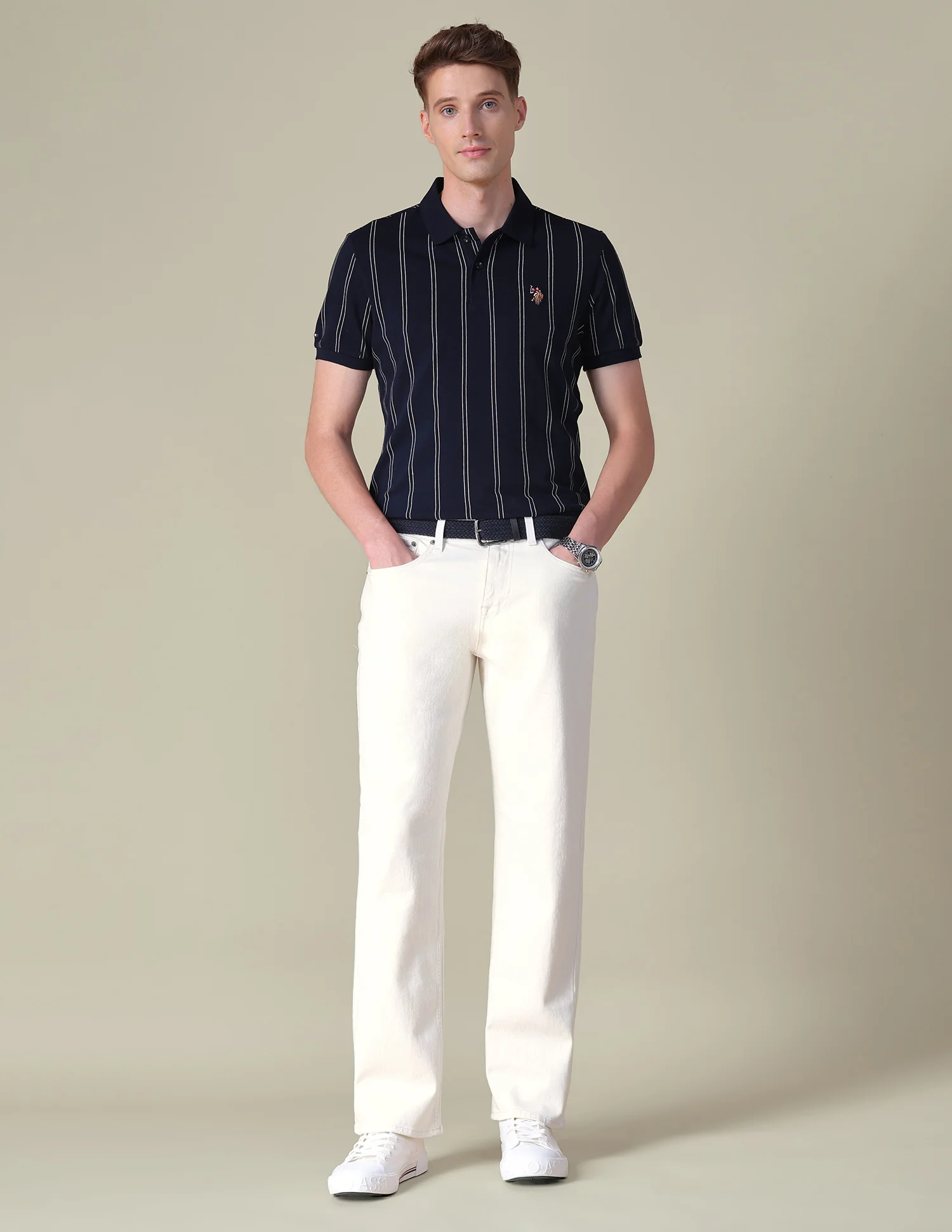 Shawn Relaxed Fit Beige Jeans - Image 3