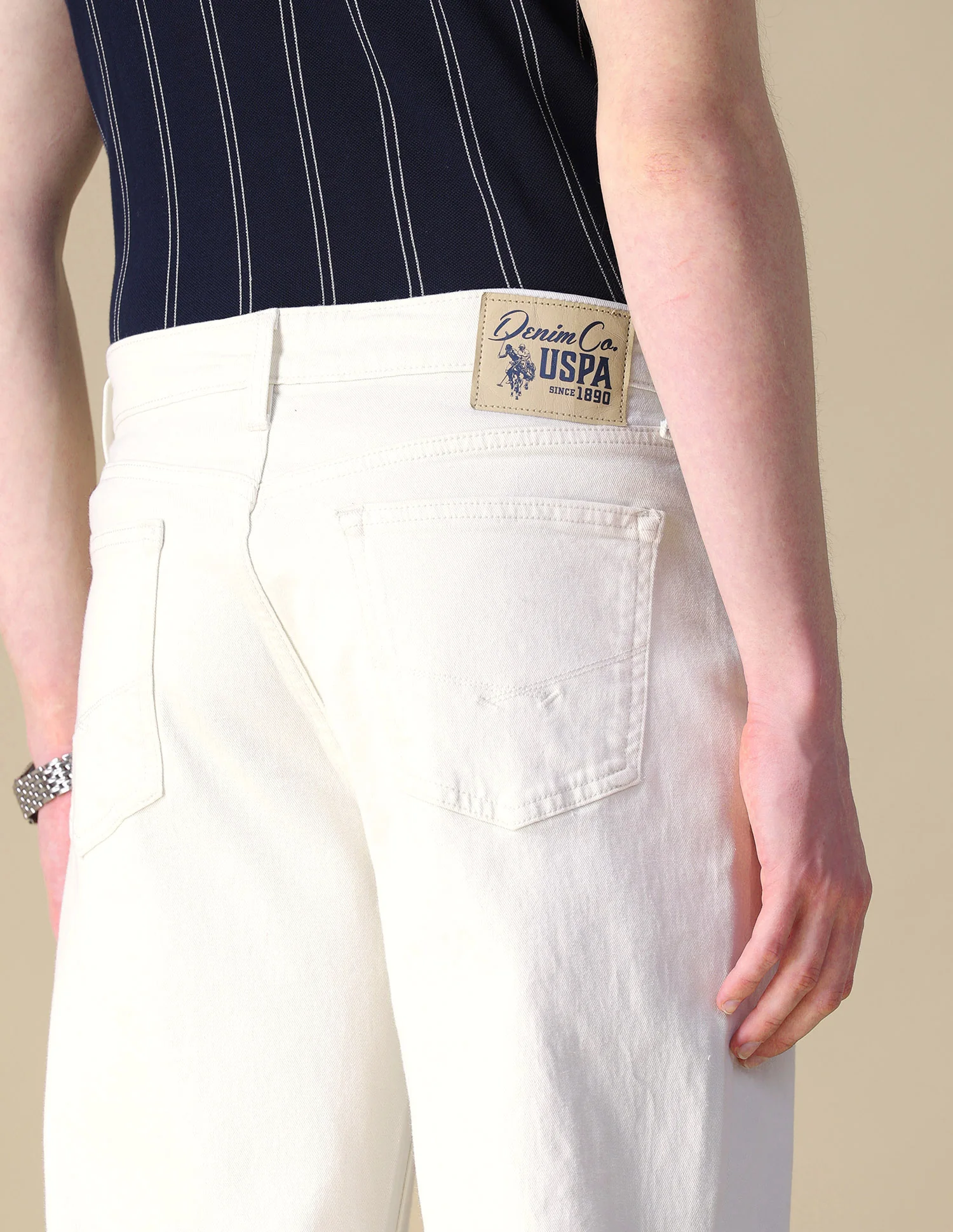 Shawn Relaxed Fit Beige Jeans - Image 8