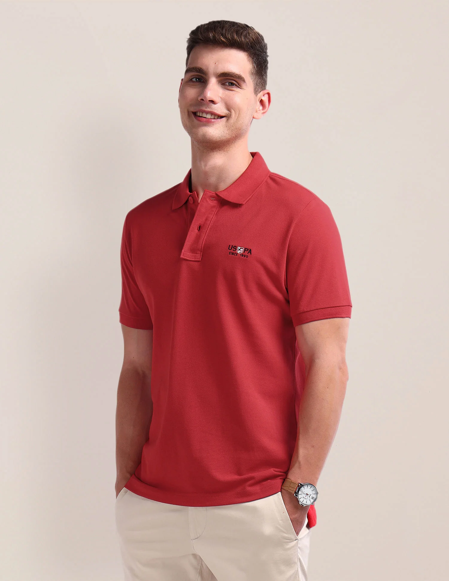 Short Sleeve Solid Polo Shirt