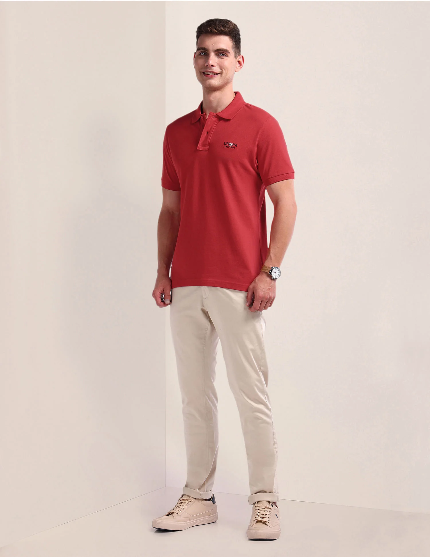 Short Sleeve Solid Polo Shirt - Image 3