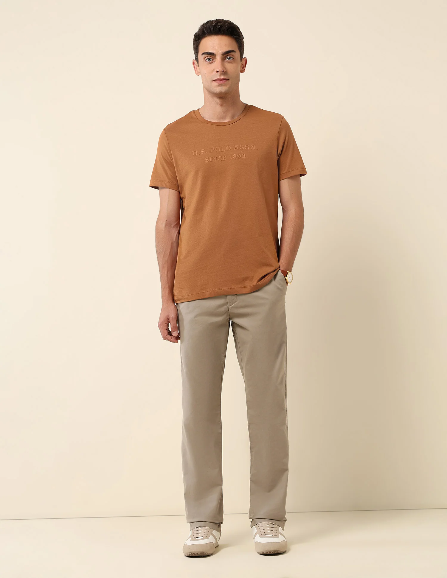 Slim Fit Brand Embossed T- Shirt - Image 3