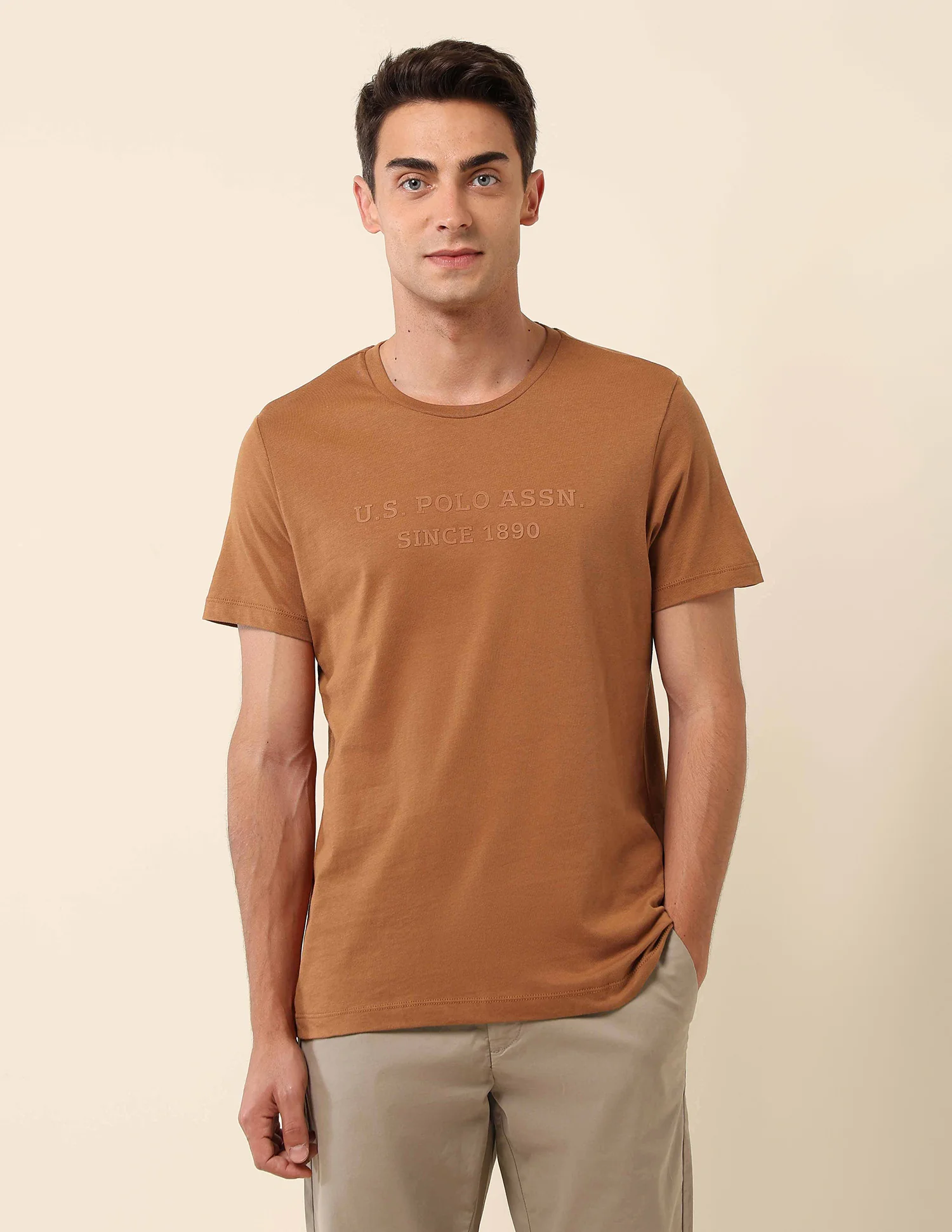 Slim Fit Brand Embossed T- Shirt - Image 6