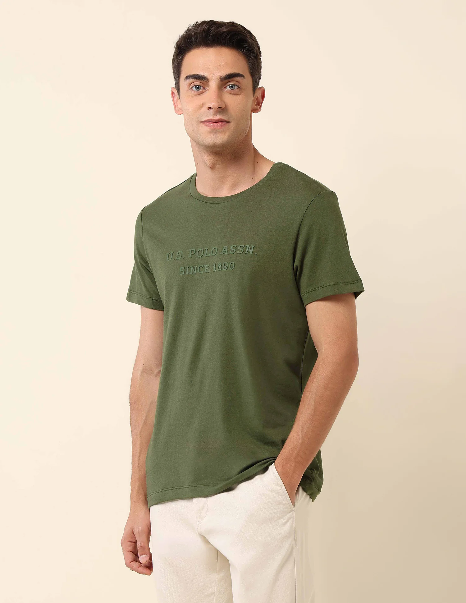 Slim Fit Brand Embossed T- Shirt - Image 4