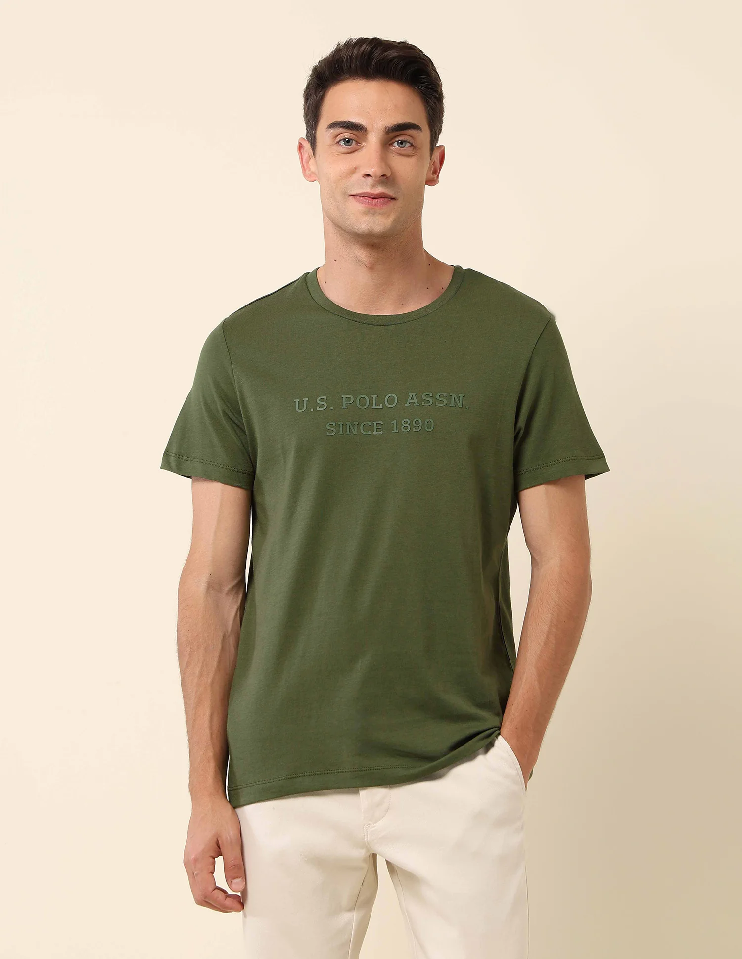 Slim Fit Brand Embossed T- Shirt - Image 6