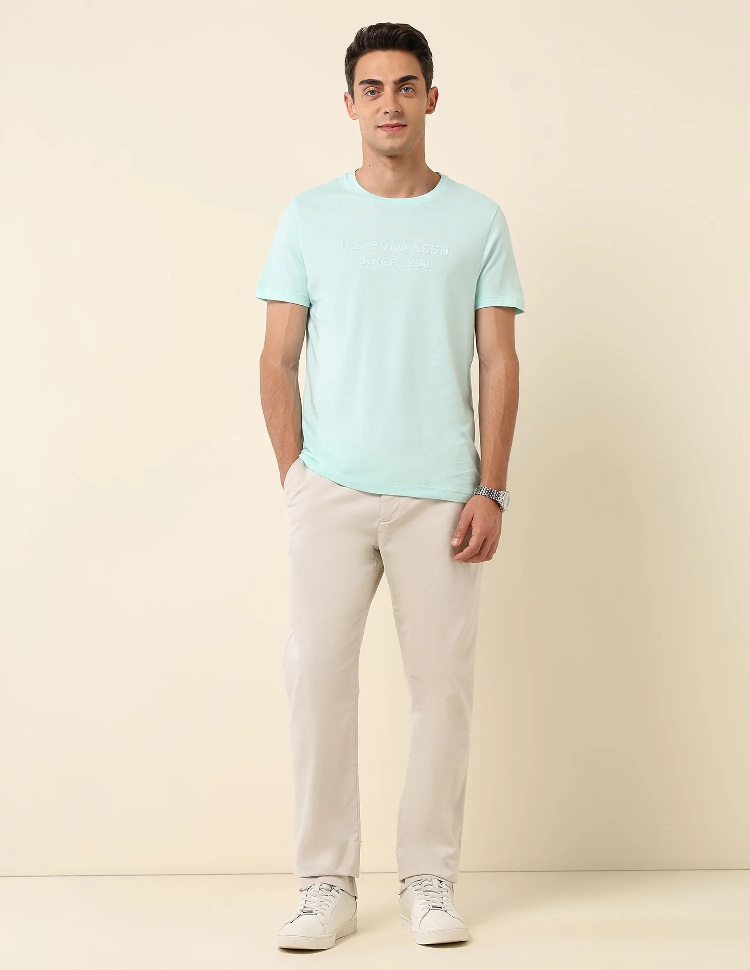 Slim Fit Brand Embossed T- Shirt - Image 3