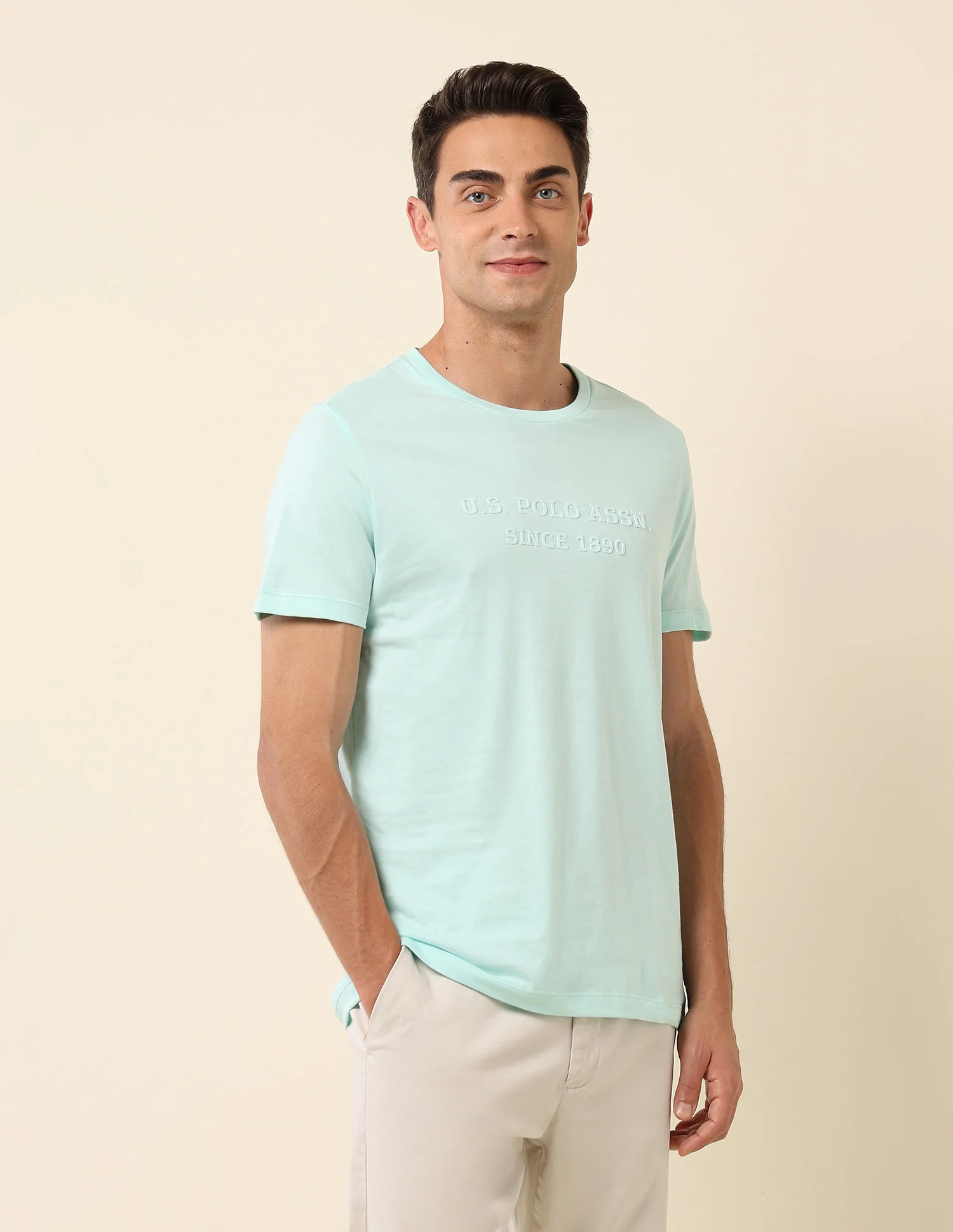 Slim Fit Brand Embossed T- Shirt - Image 4