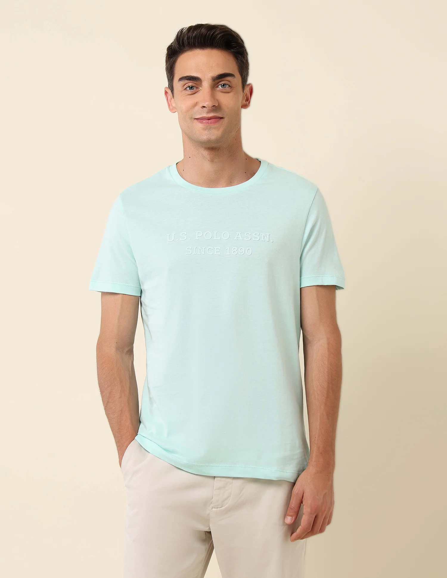 Slim Fit Brand Embossed T- Shirt - Image 6