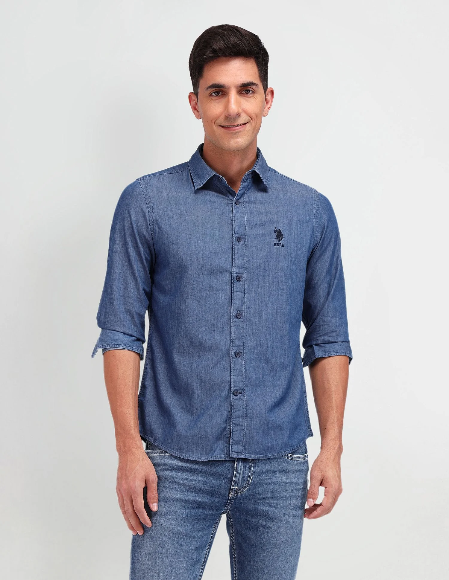 Slim Fit Chambray Shirt - Image 6