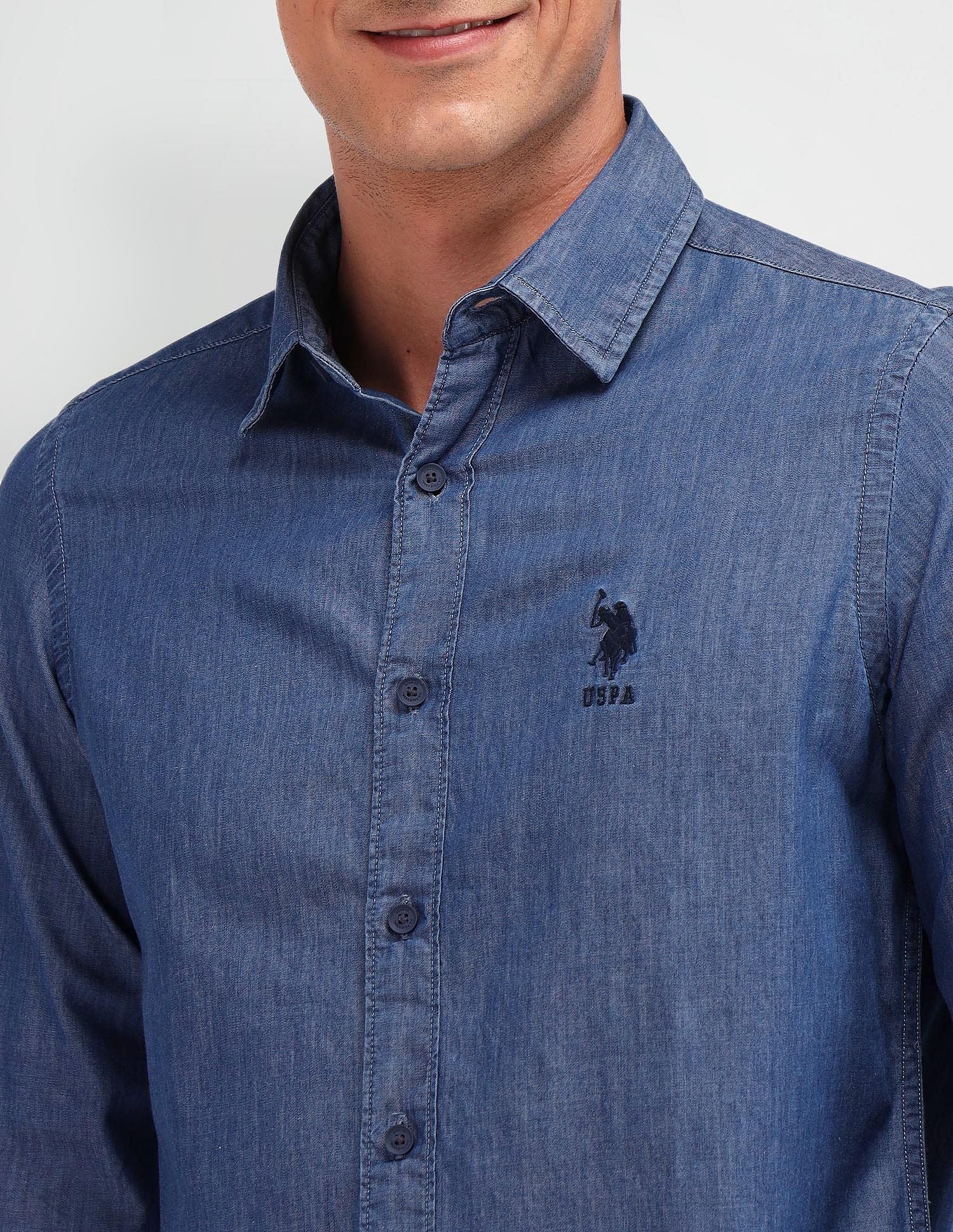Slim Fit Chambray Shirt - Image 7