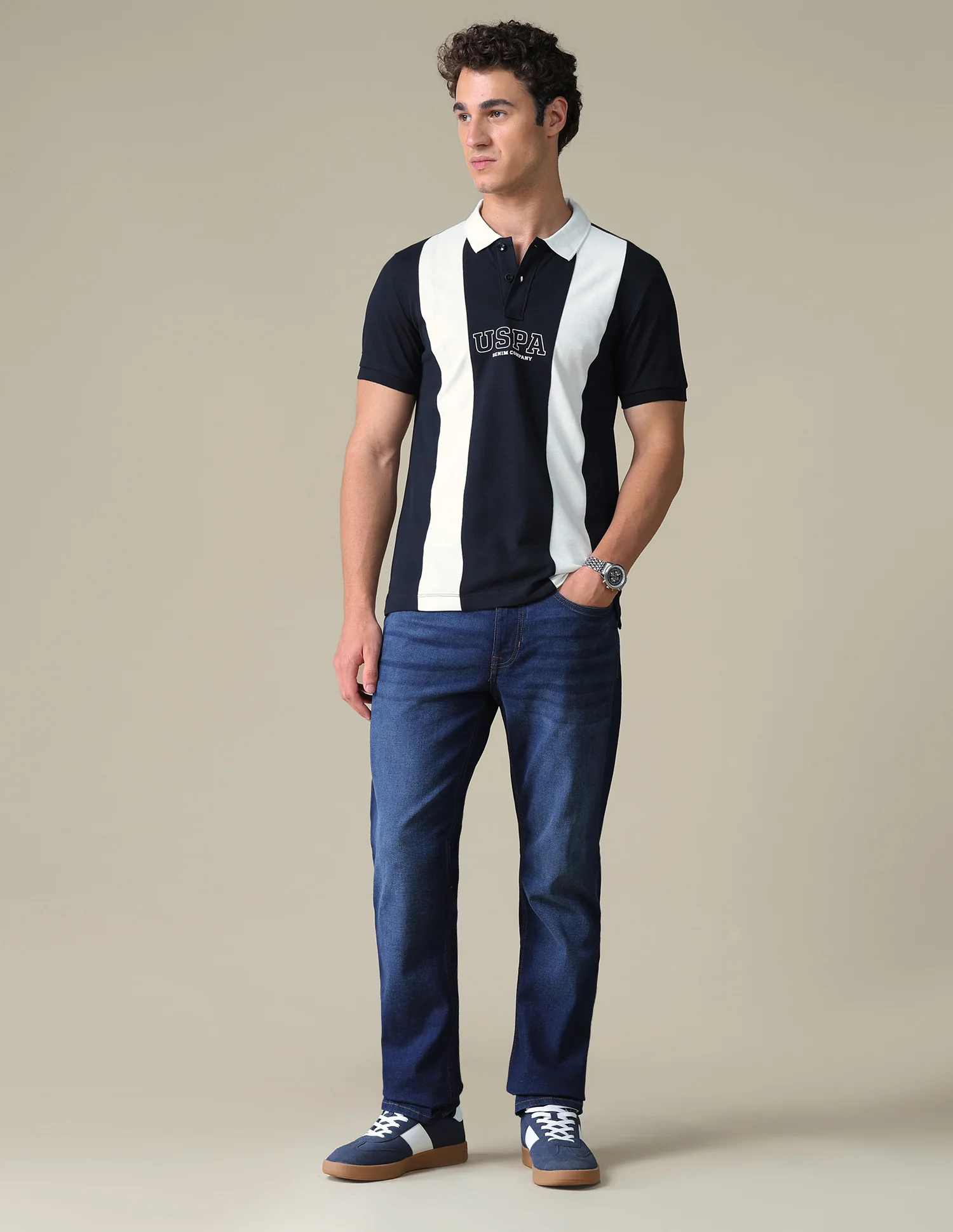 Slim Fit Colour Blocked Polo Shirt - Image 3