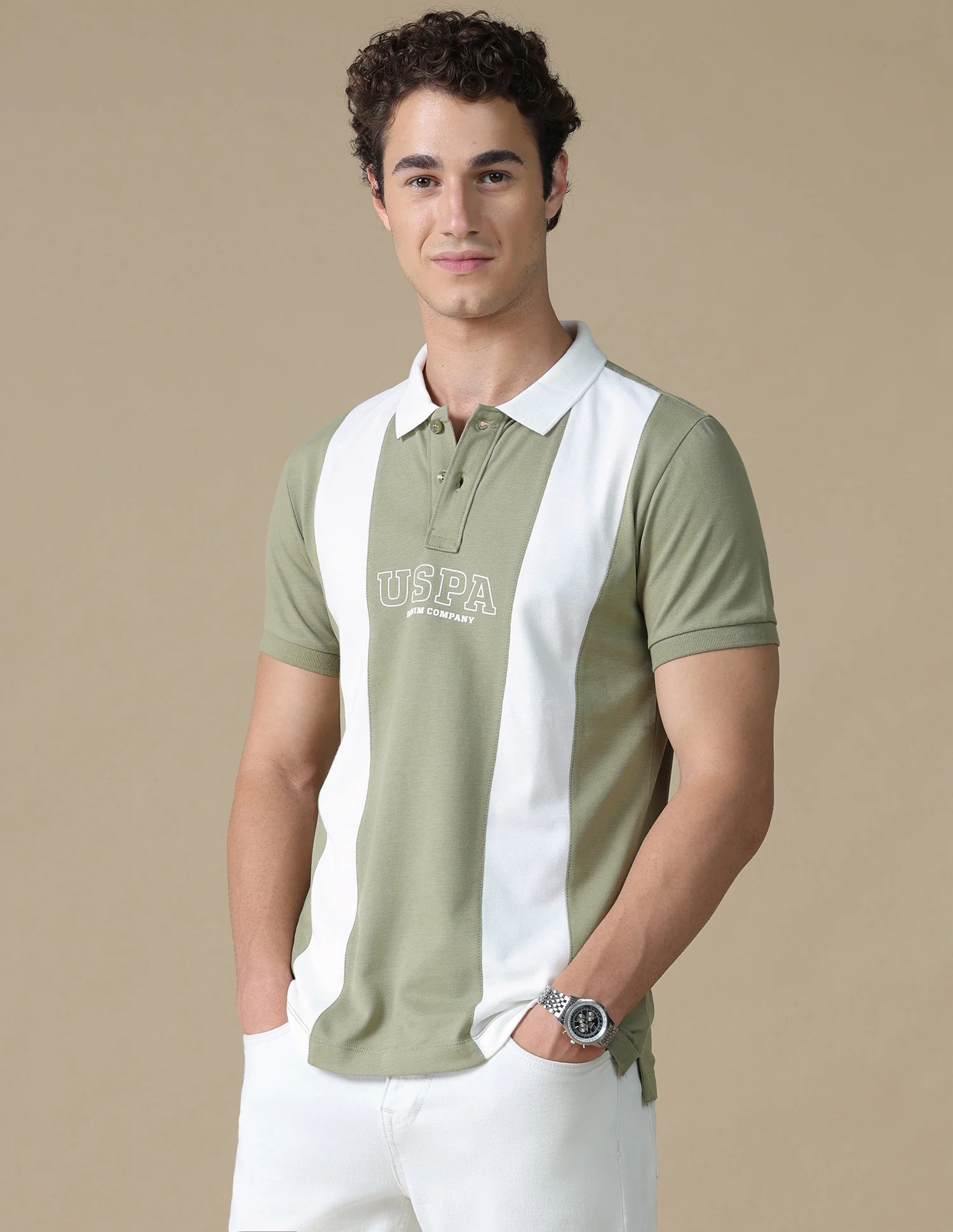 Slim Fit Colour Blocked Polo Shirt