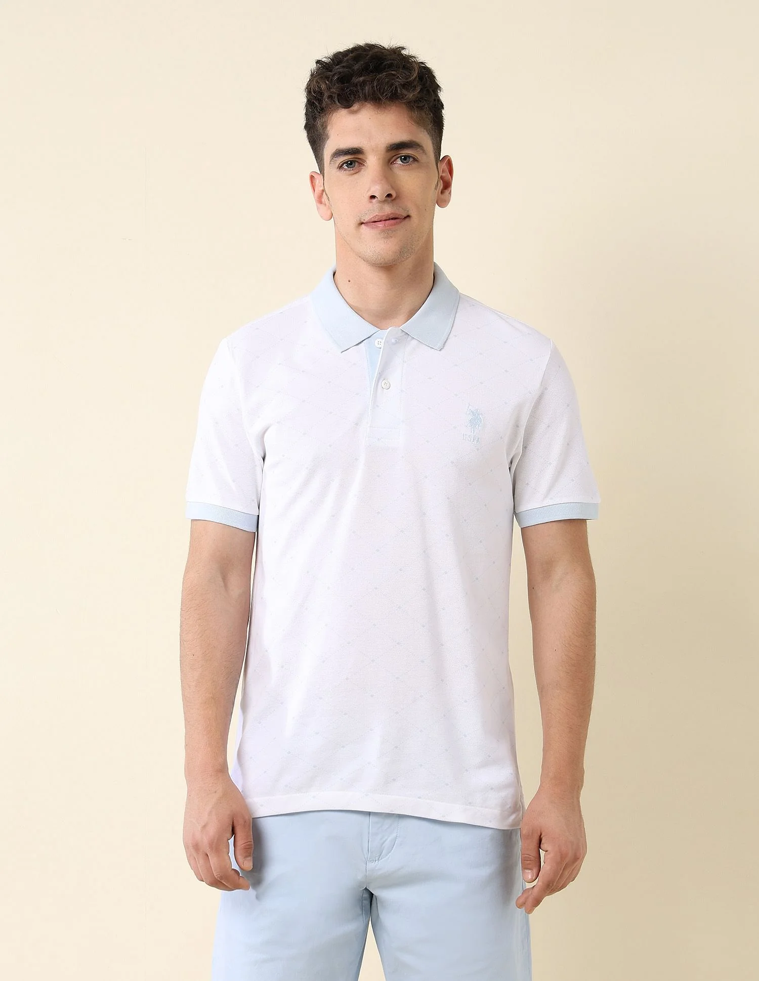 Slim Fit Contrast Collar Polo Shirt - Image 6