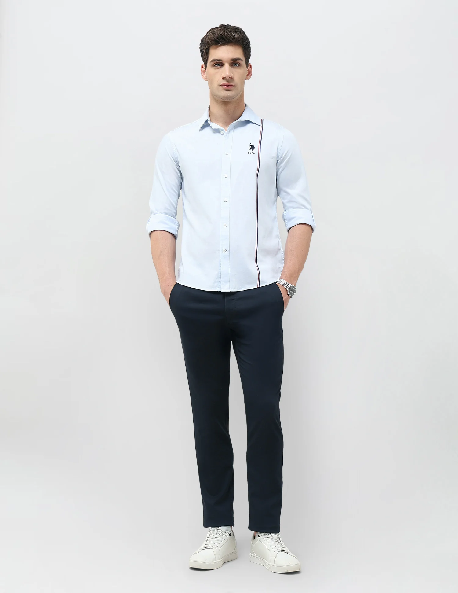 Slim Fit Dobby Trousers - Image 3