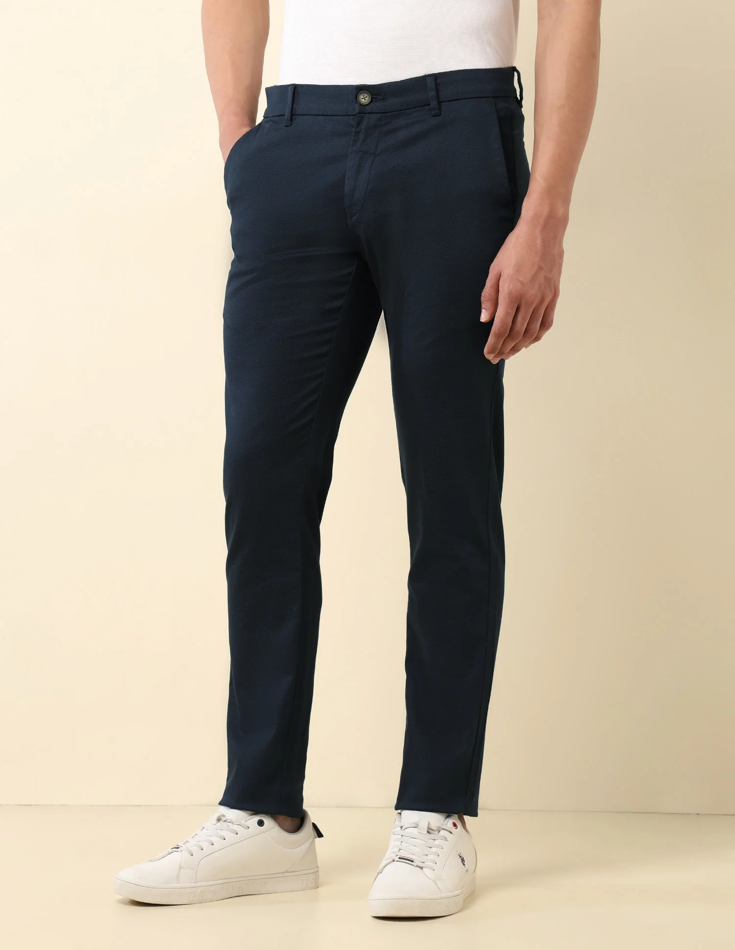Slim Fit Dobby Trousers - Image 4