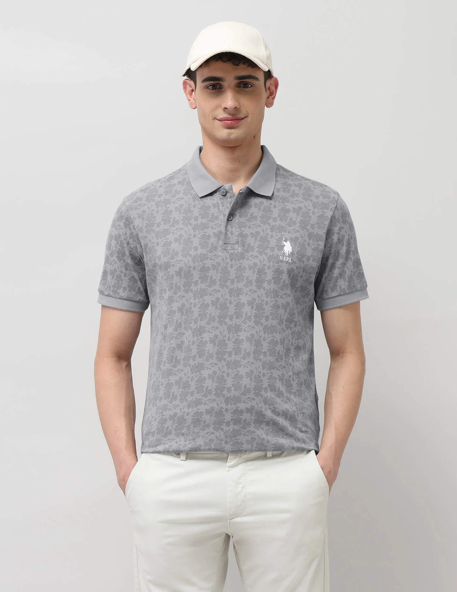 Slim Fit Floral Printed Polo Shirt