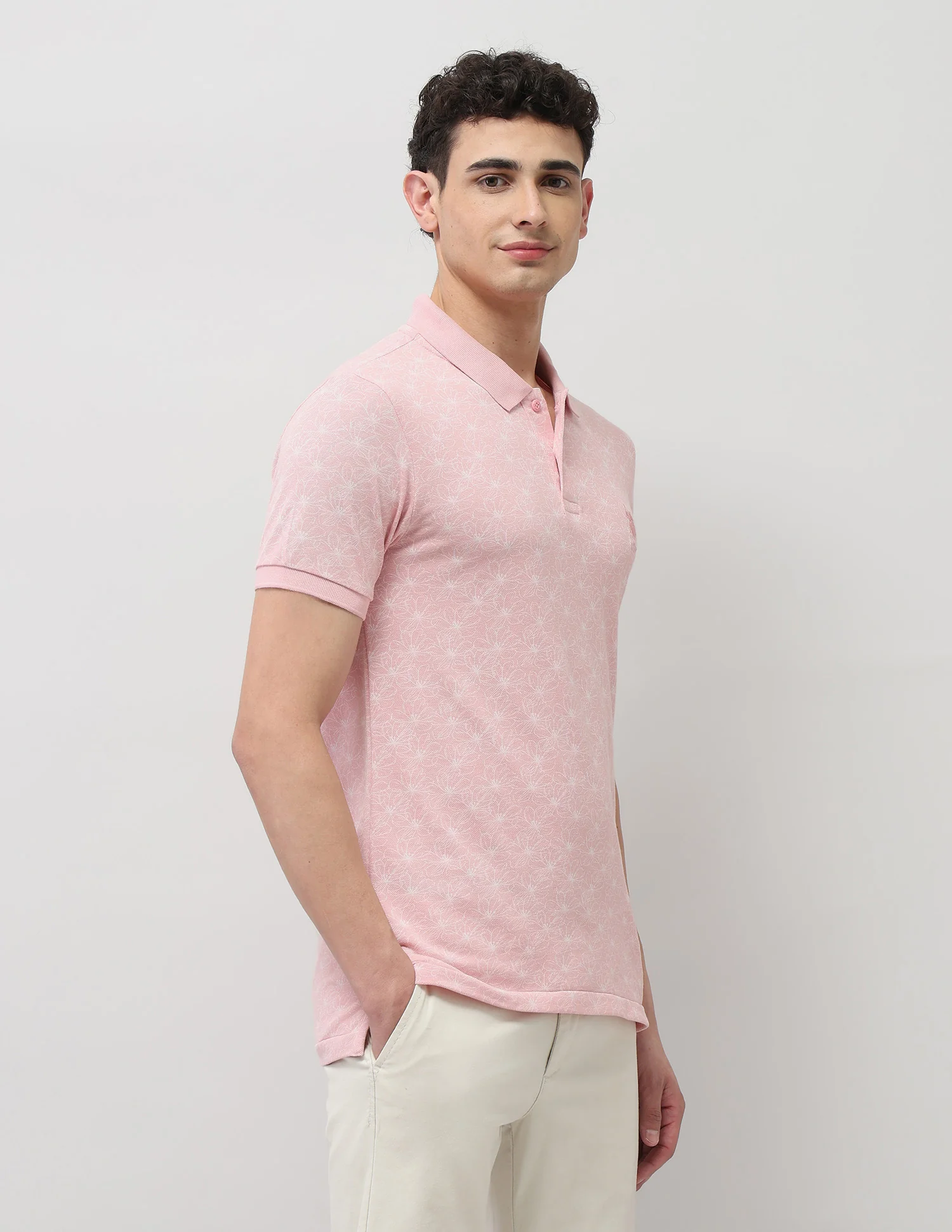 Slim Fit Floral Printed Polo Shirt - Image 4