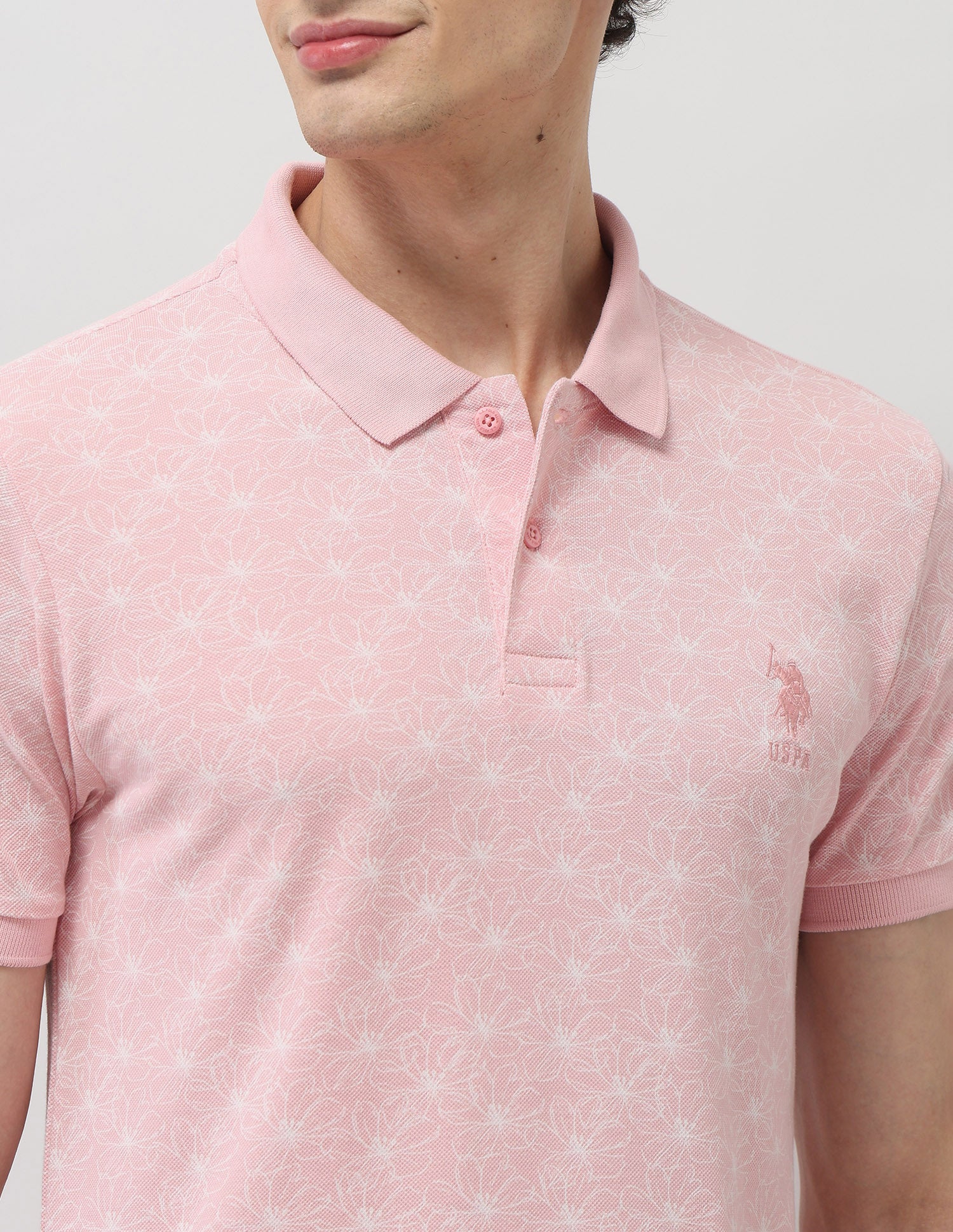Slim Fit Floral Printed Polo Shirt - Image 7