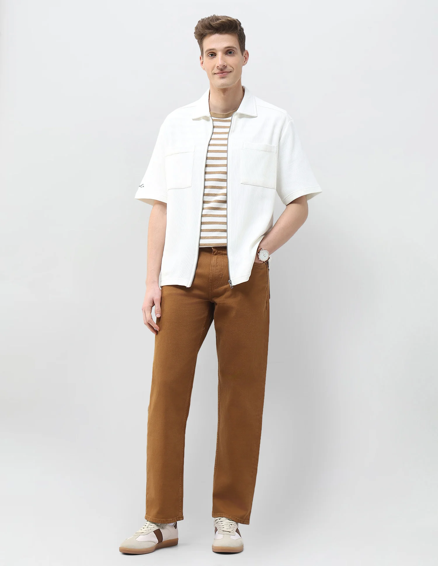 Slim Fit Knitted Zipper Shirt - Image 3