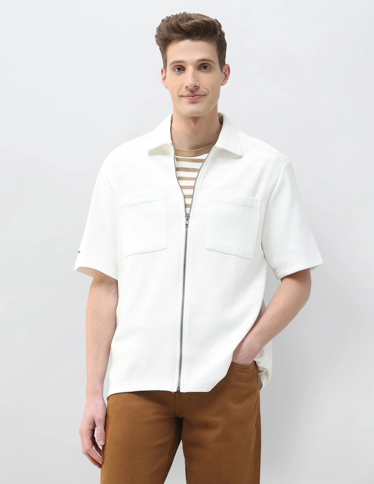 Slim Fit Knitted Zipper Shirt - Image 6