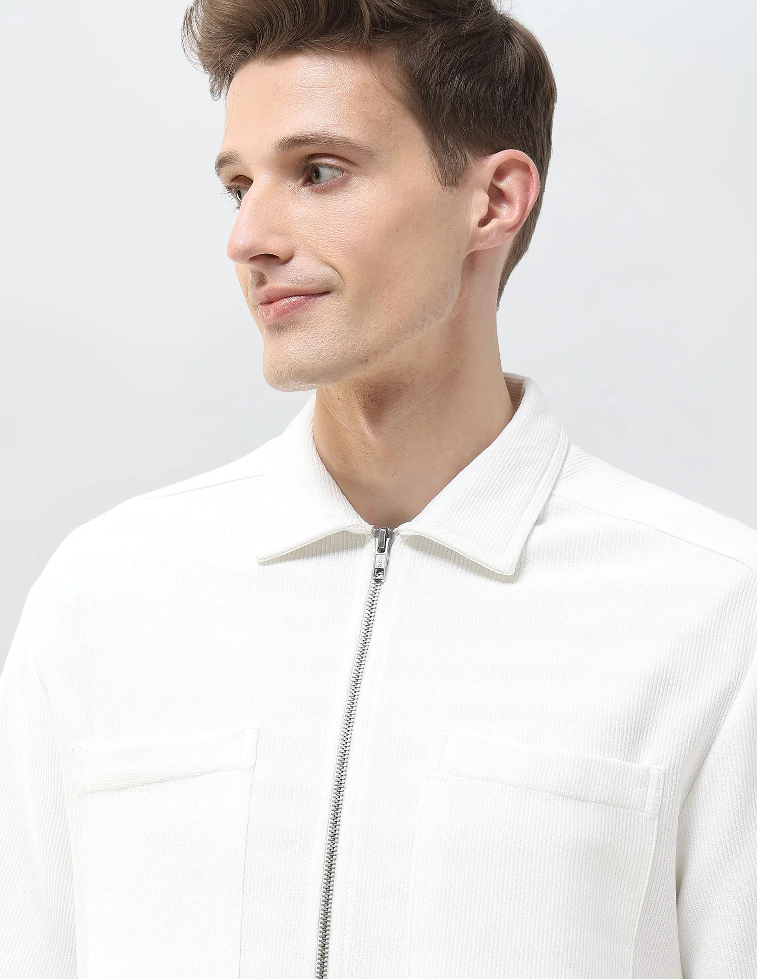 Slim Fit Knitted Zipper Shirt - Image 7