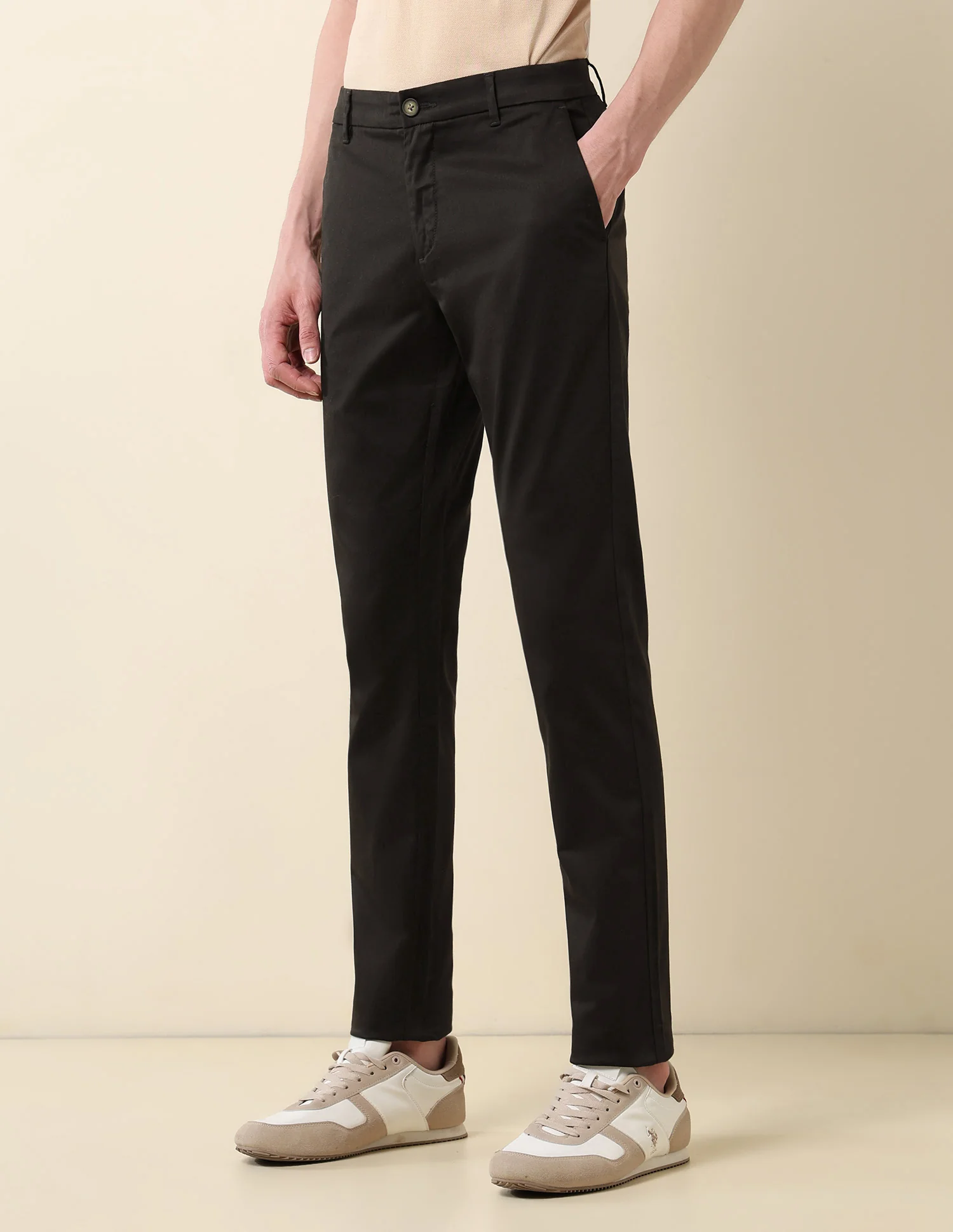 Slim Fit Mid Rise Trousers - Image 4