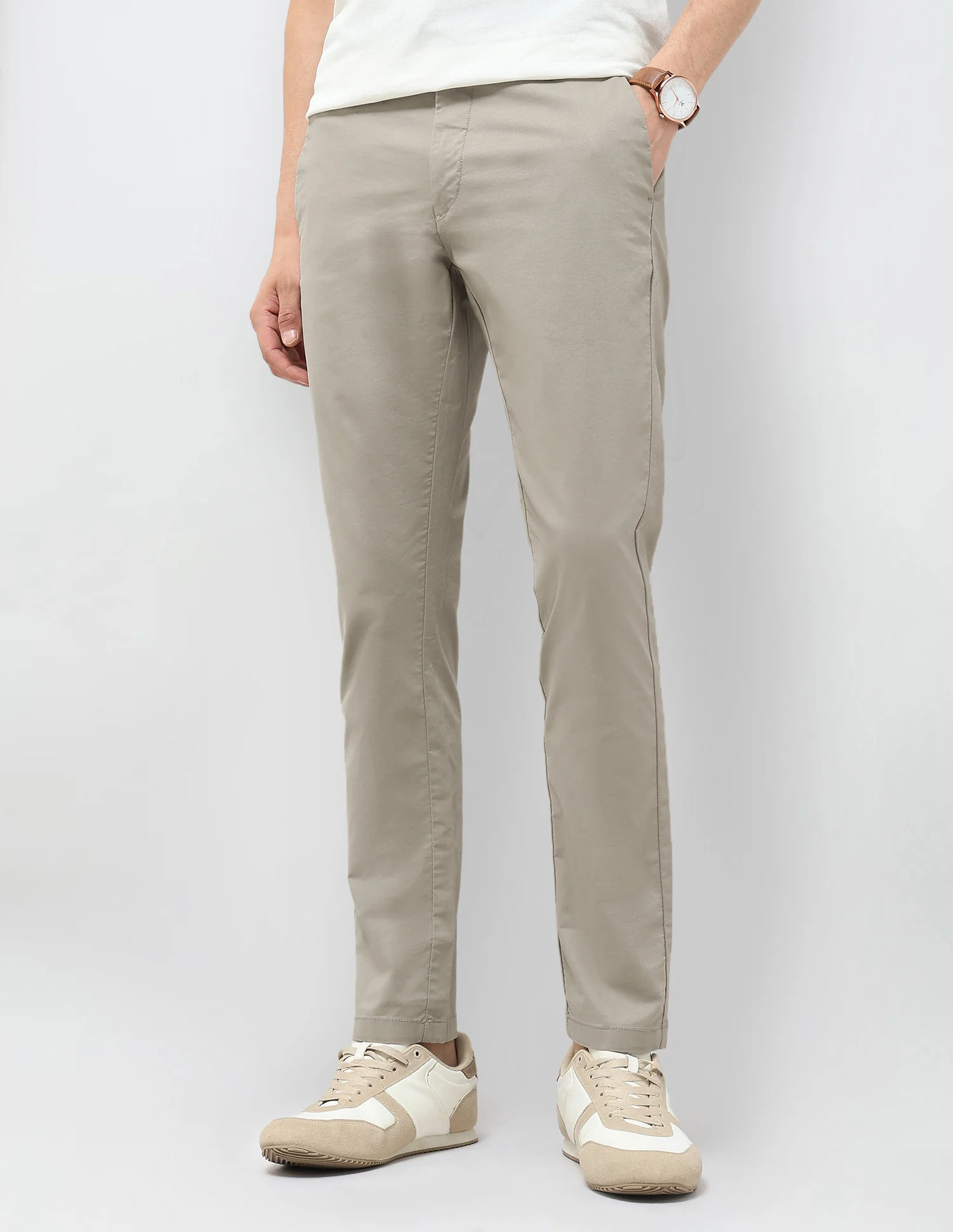 Slim Fit Mid Rise Trousers