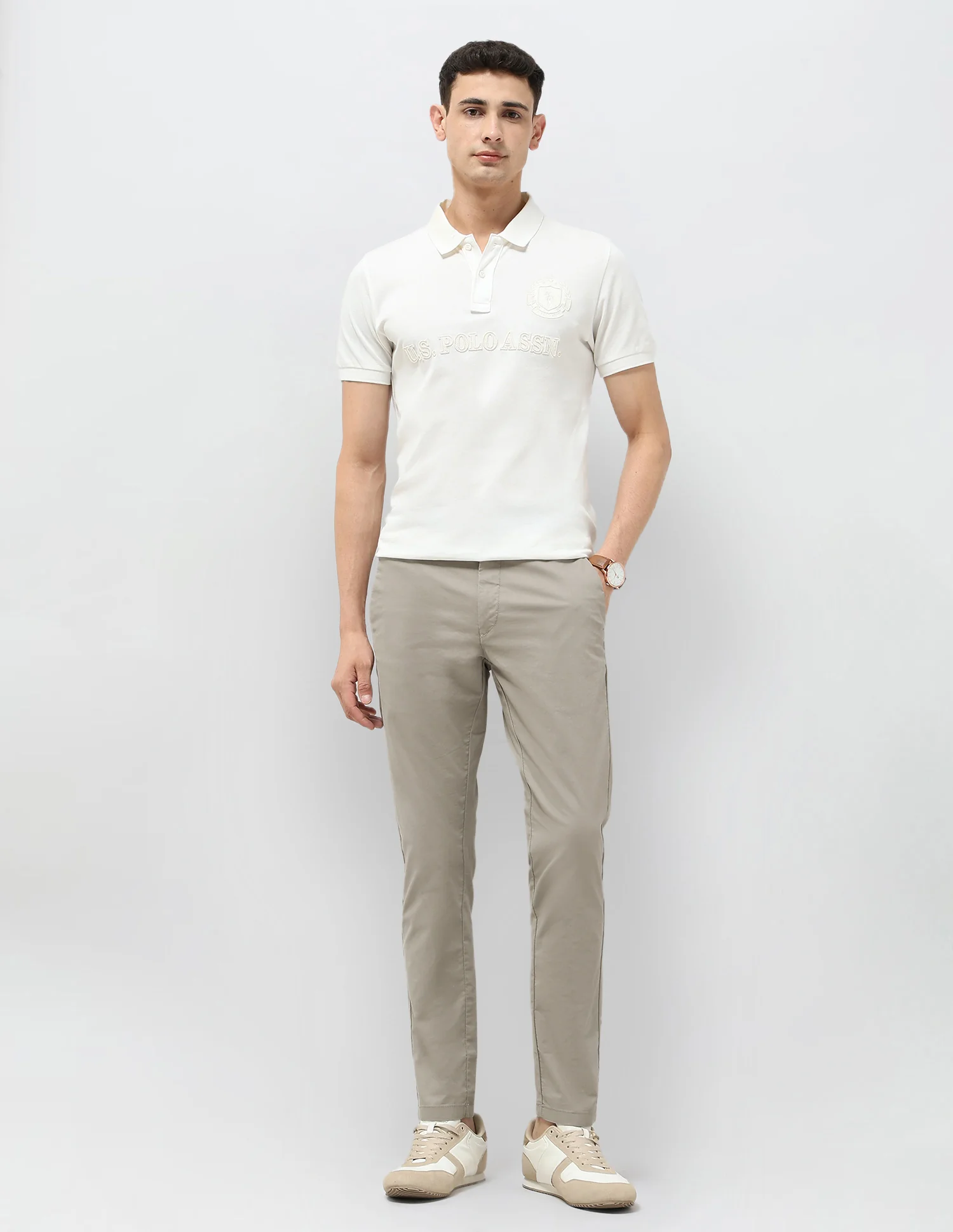 Slim Fit Mid Rise Trousers - Image 3