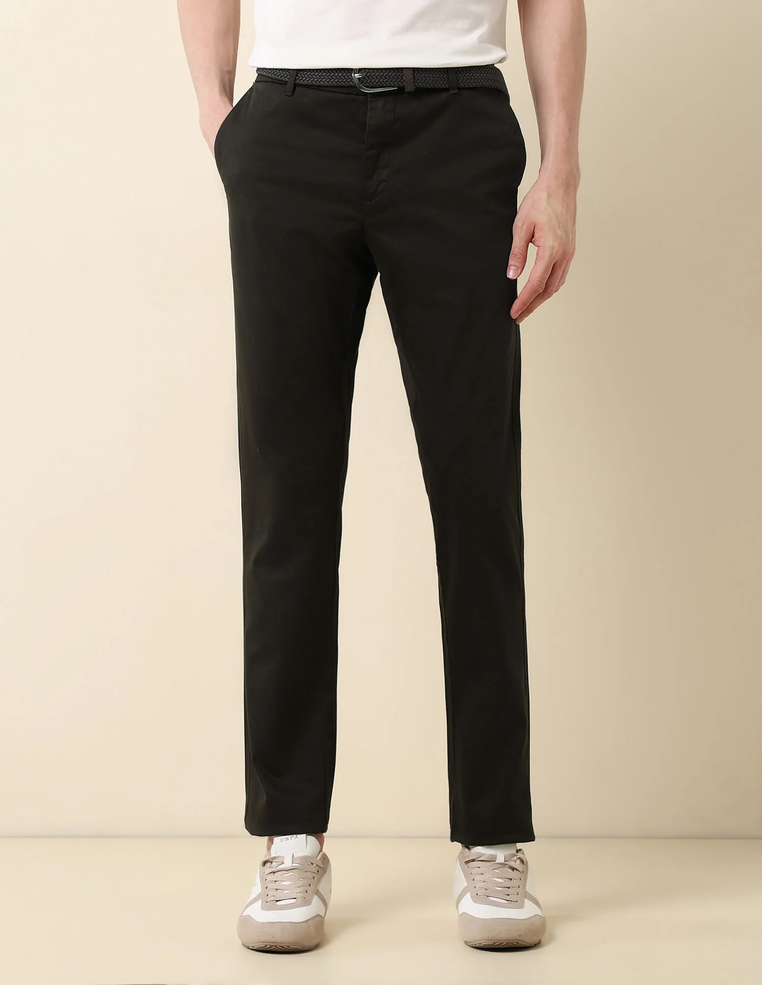 Slim Fit Mid Rise Trousers