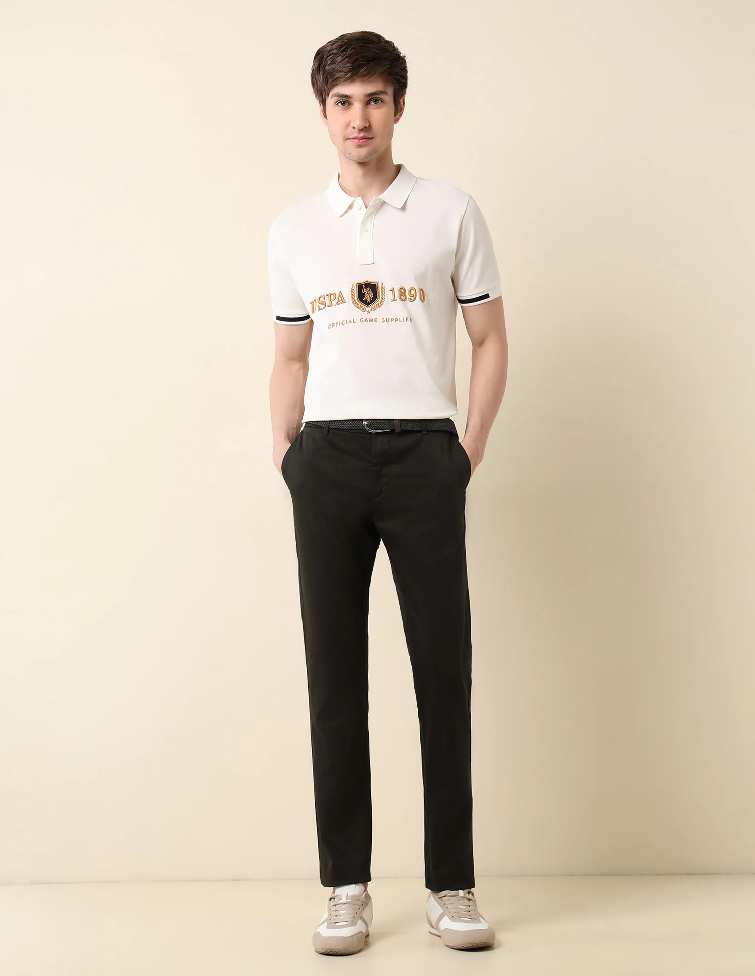 Slim Fit Mid Rise Trousers - Image 3