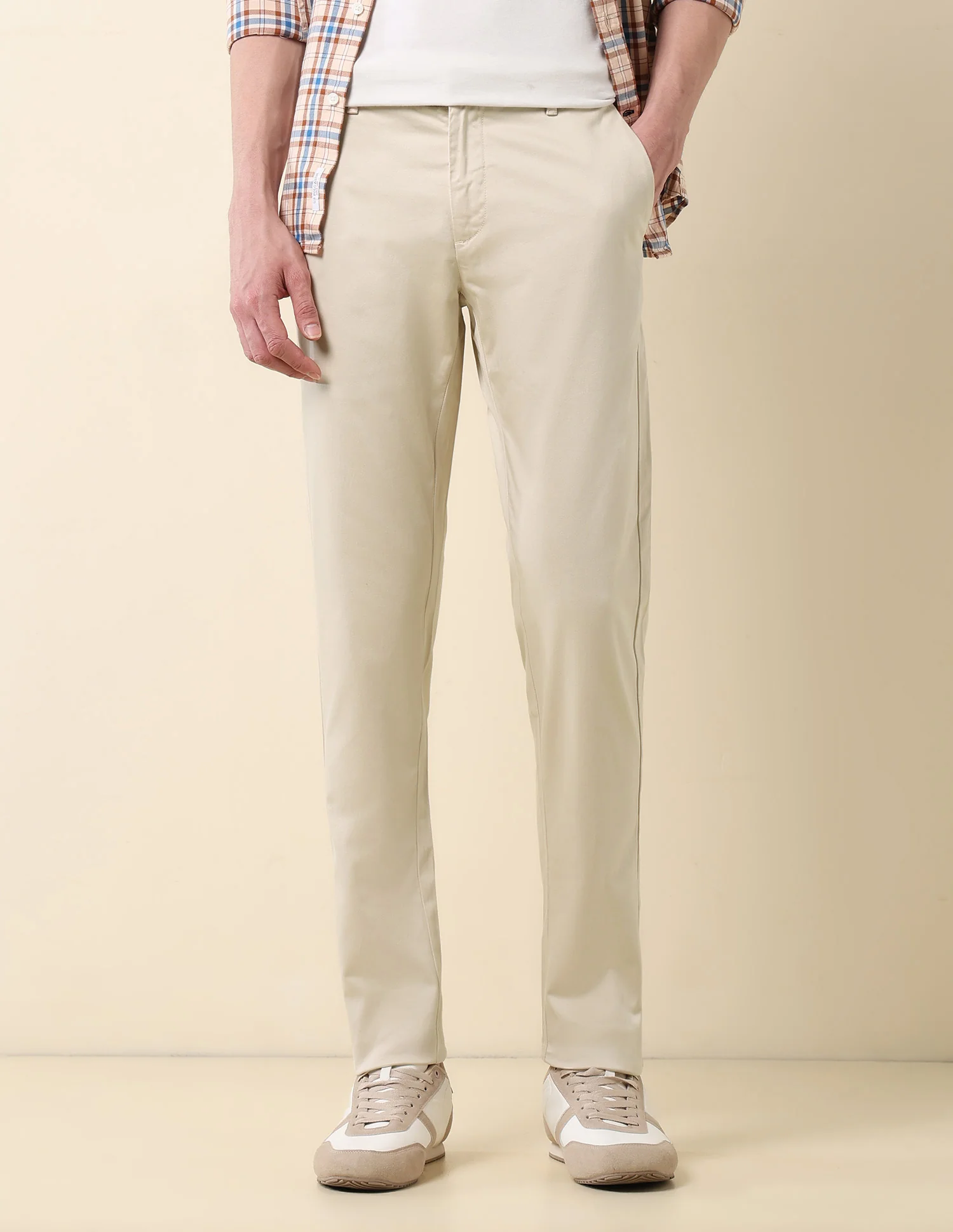 Slim Fit Mid Rise Trousers