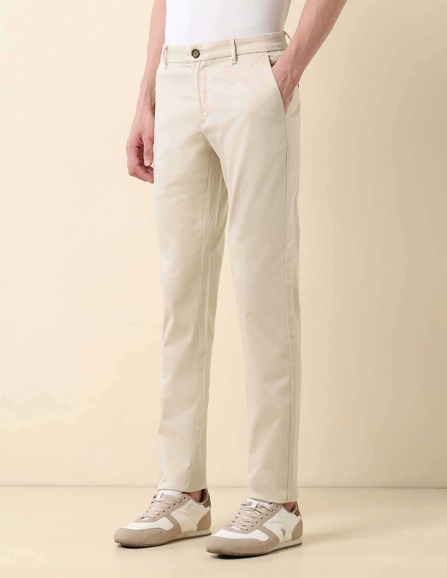Slim Fit Mid Rise Trousers - Image 4