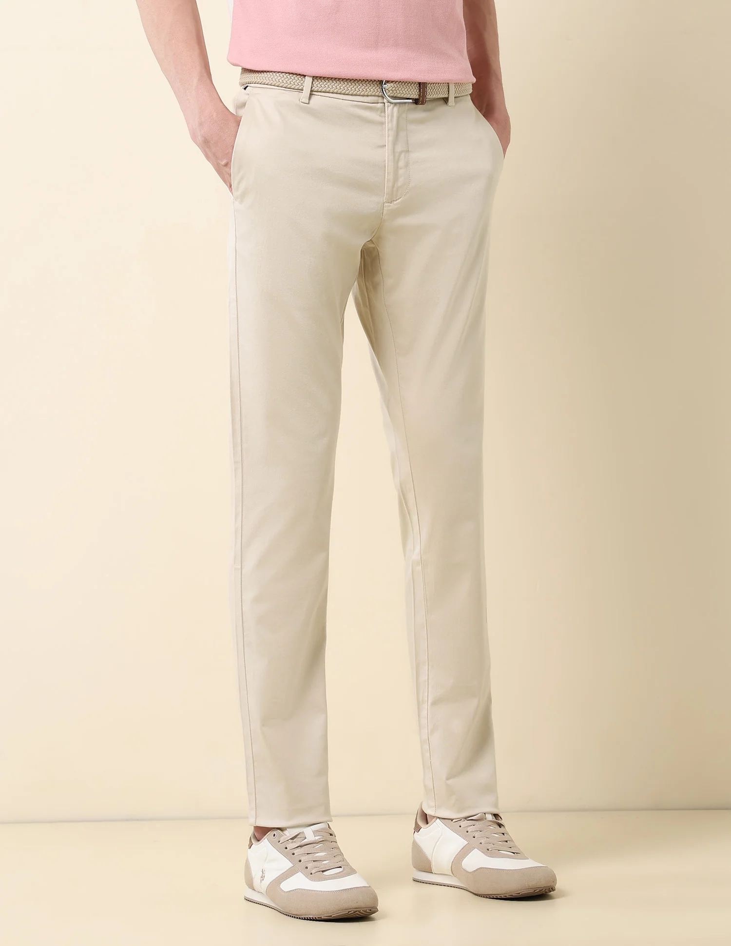 Slim Fit Mid Rise Trousers