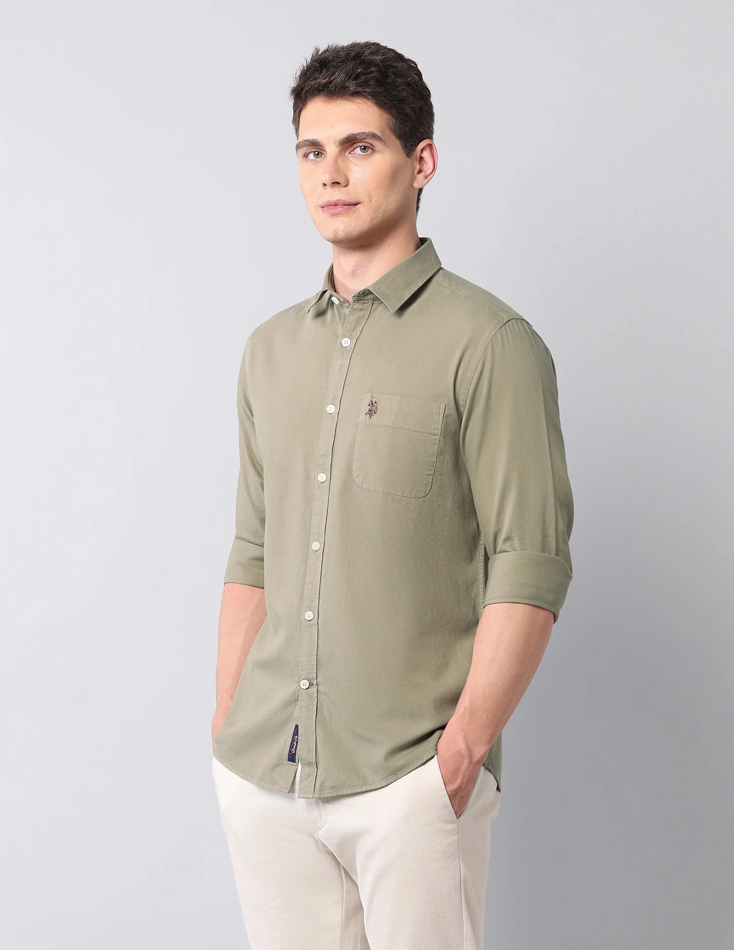Slim Fit Pure Cotton Twill Shirt - Image 4