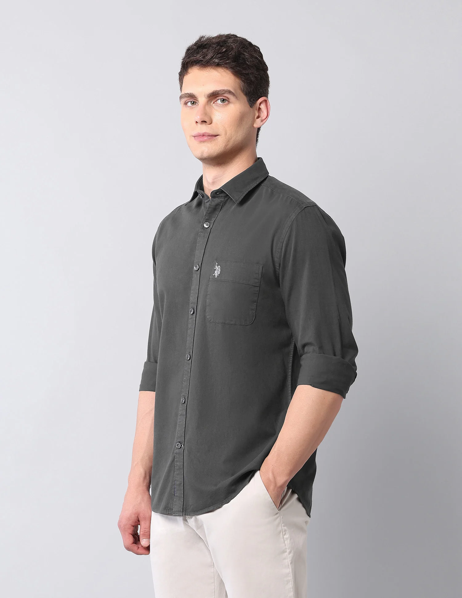 Slim Fit Pure Cotton Twill Shirt - Image 4