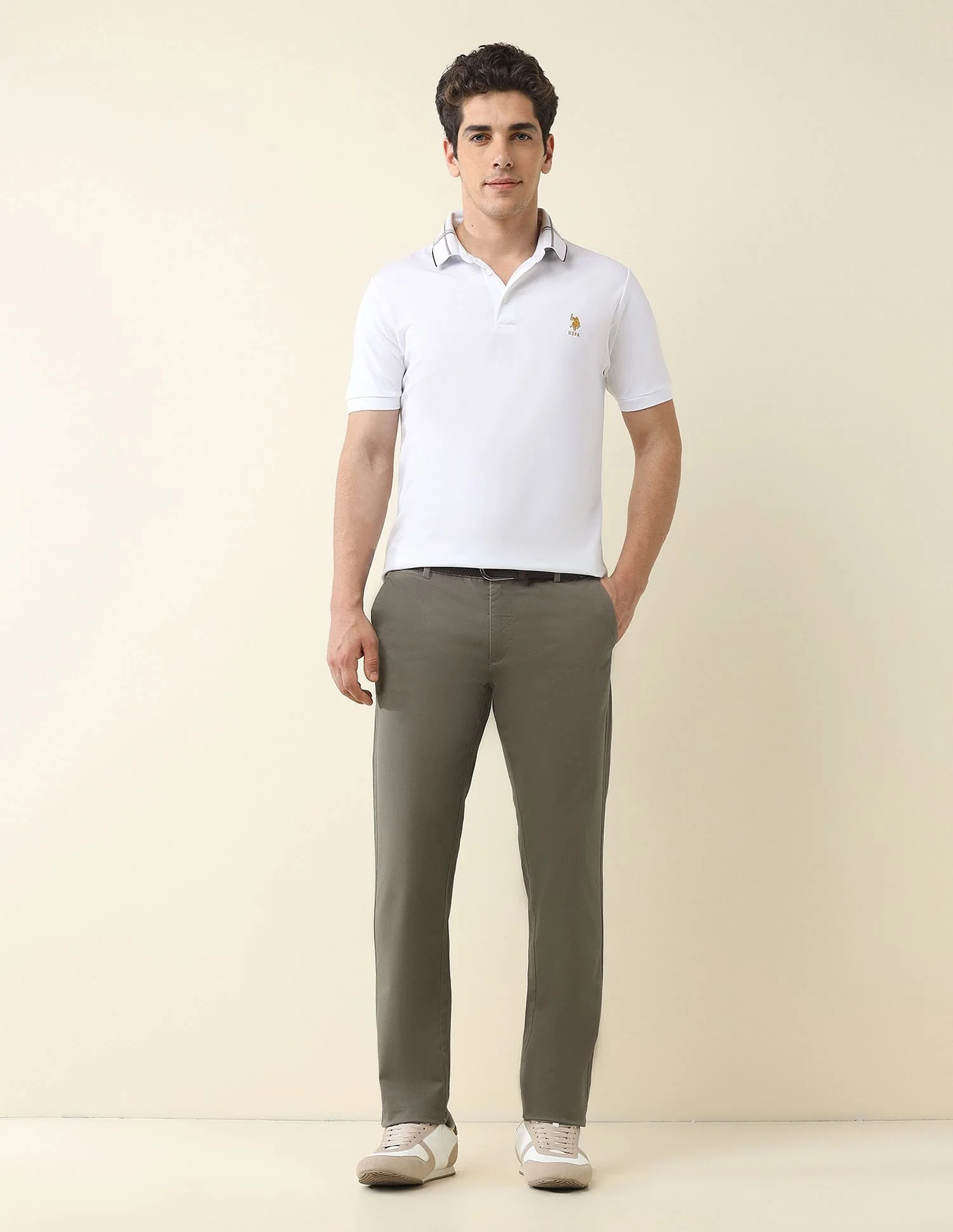 Slim Fit Solid Chinos - Image 3