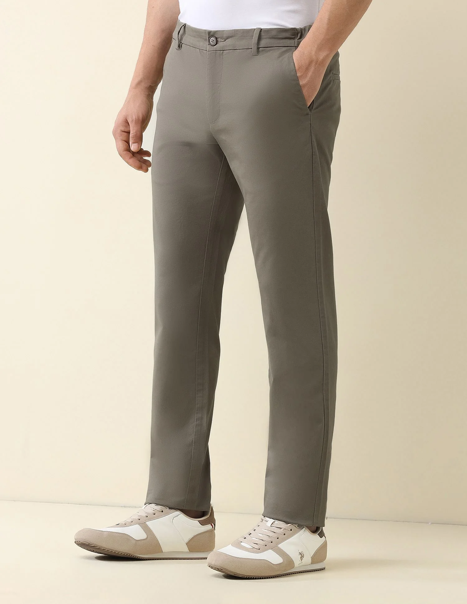 Slim Fit Solid Chinos - Image 4