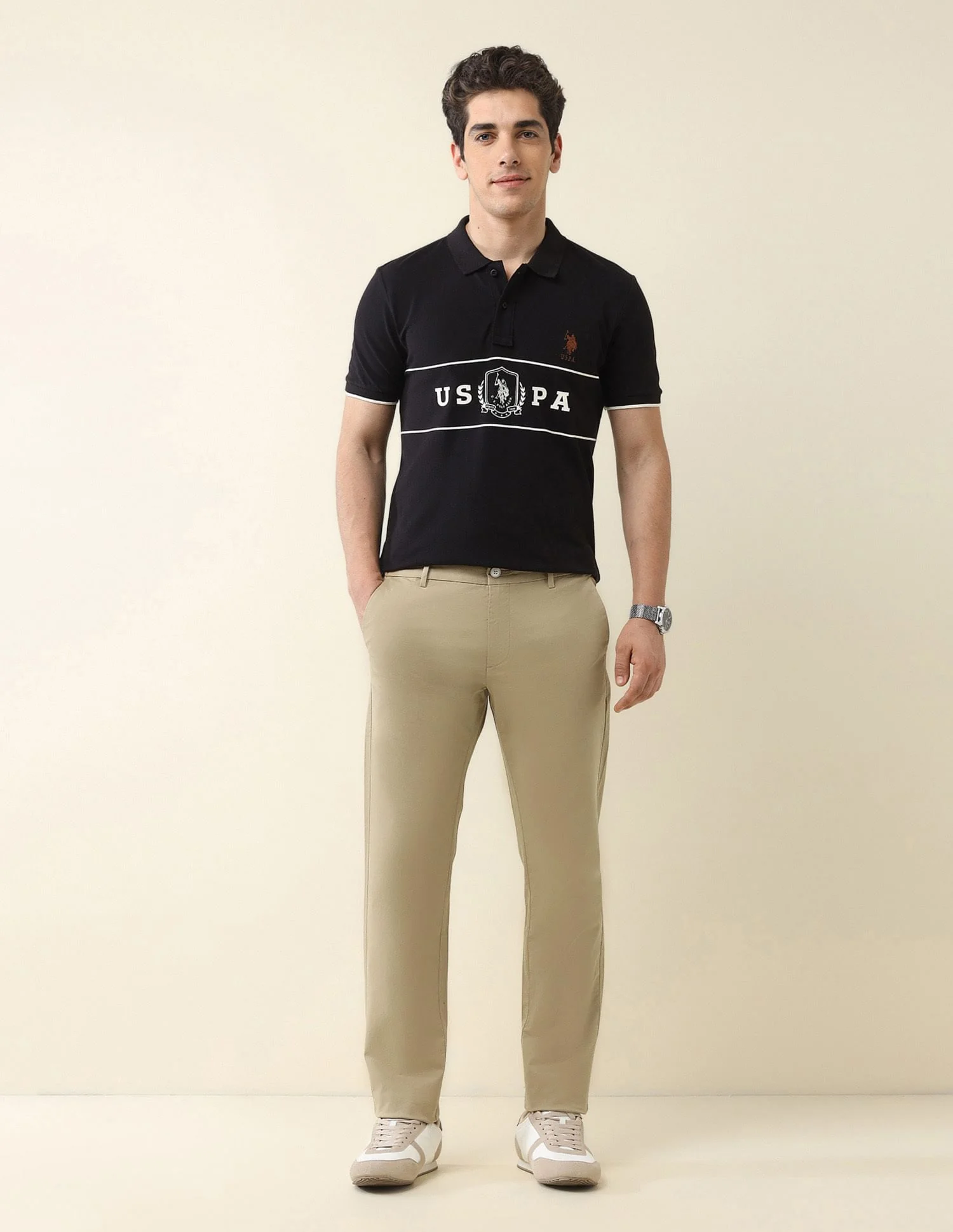 Slim Fit Solid Chinos - Image 3